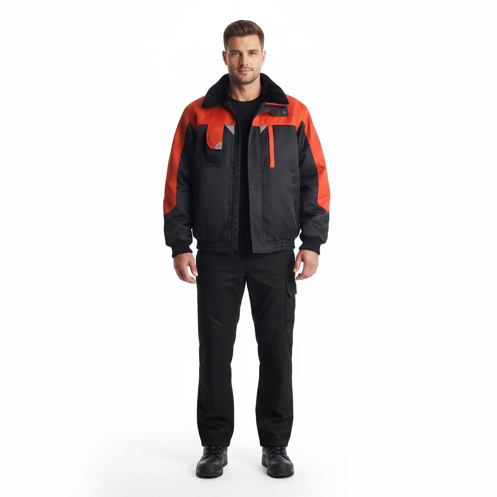 Engel pilotjacka, Svart/R&ouml;d