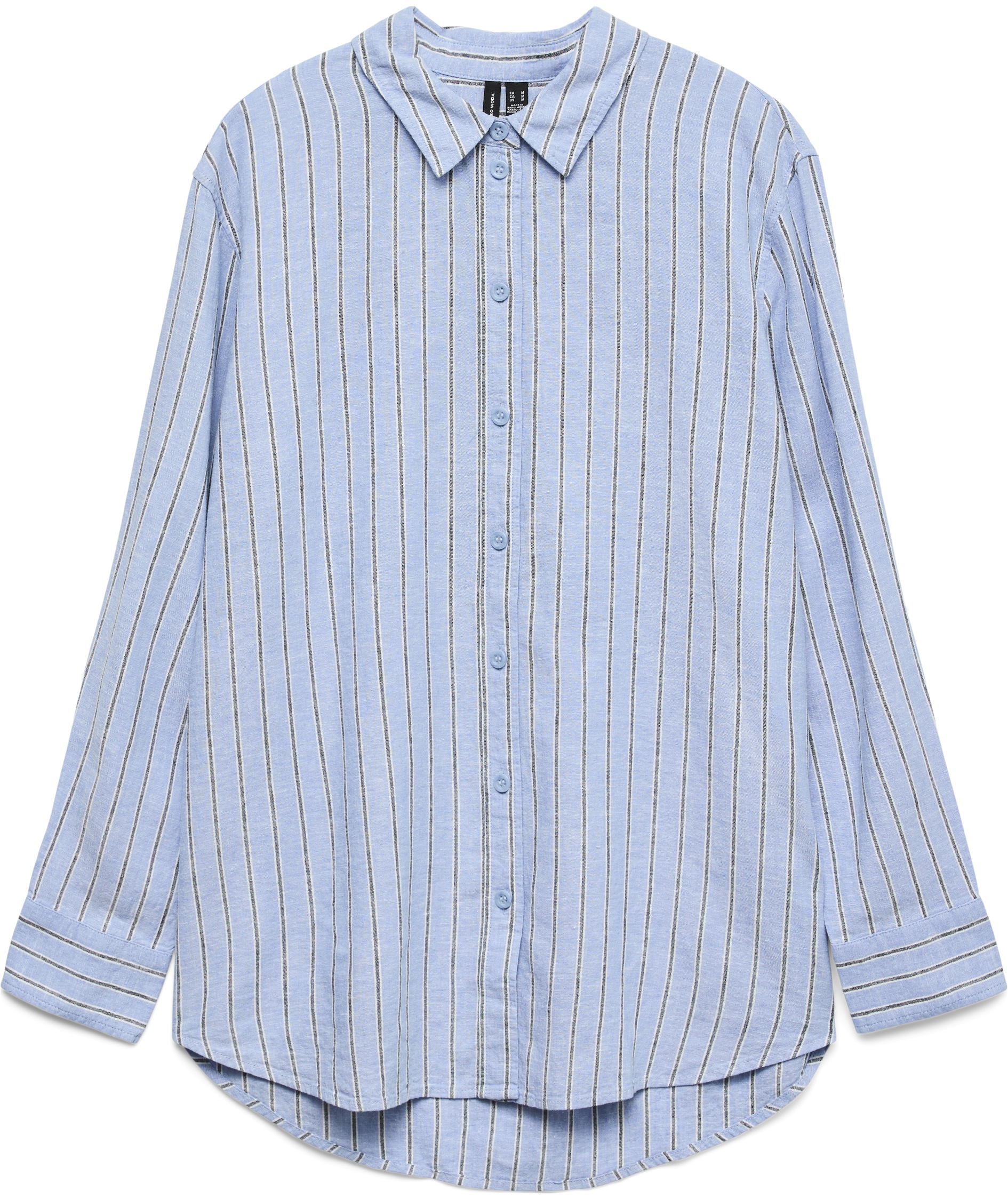 Vero Moda VMLINN women's linen shirt, Cornflower Blue/Navy Stripes, Cornflower Blue/Navy Stripes, swatch