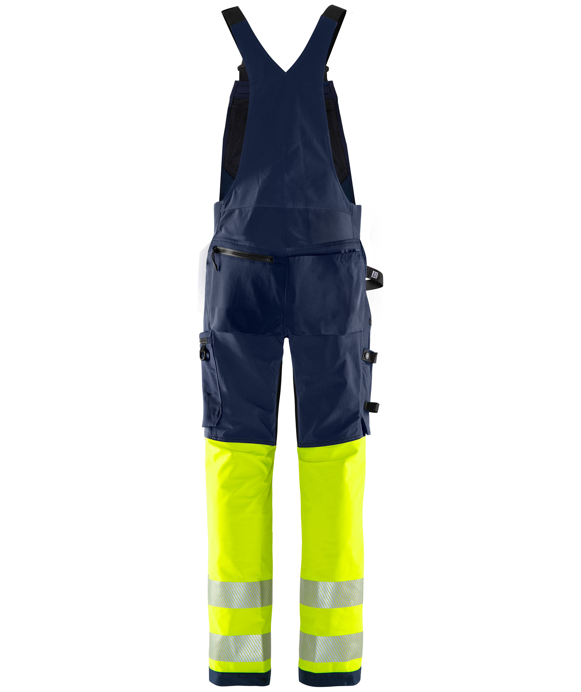 Fristads Green bib and brace 1032 GSTP full stretch, Hi-Vis yellow/marine, large image number 1