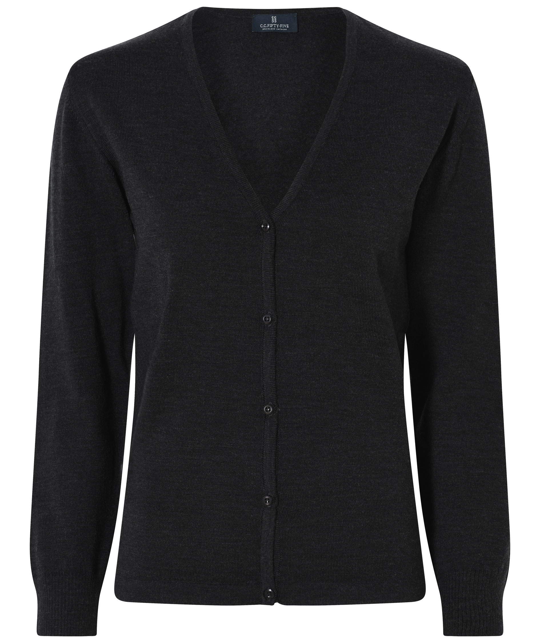 CC55 Milan women's knitted cardigan with merino wool, Charcoal Melange