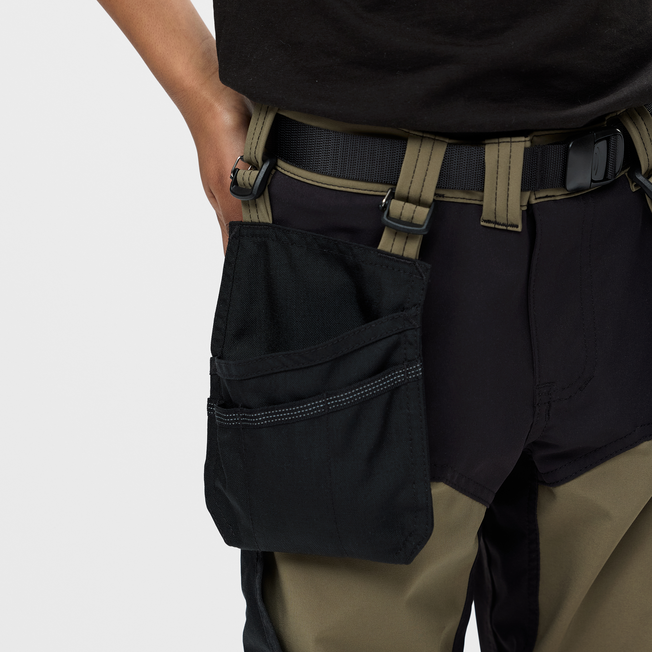 Snickers AllroundWork h&aring;ndv&aelig;rkerbukser 7575 til b&oslash;rn full stretch, Khaki Green/Black, large image number 7