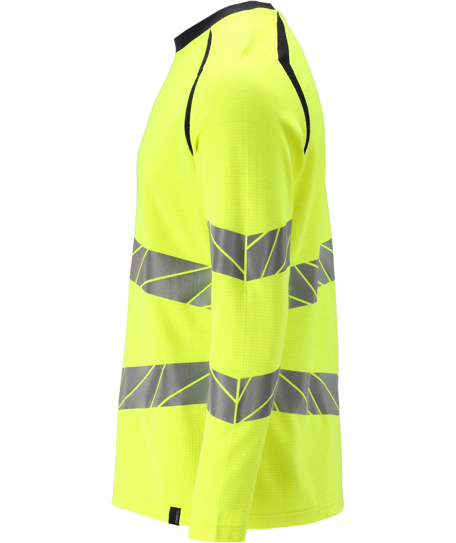 Mascot Accelerate Multisafe langermet T-skjorte, Hi-Vis Gul/M&oslash;rk Marine, large image number 3