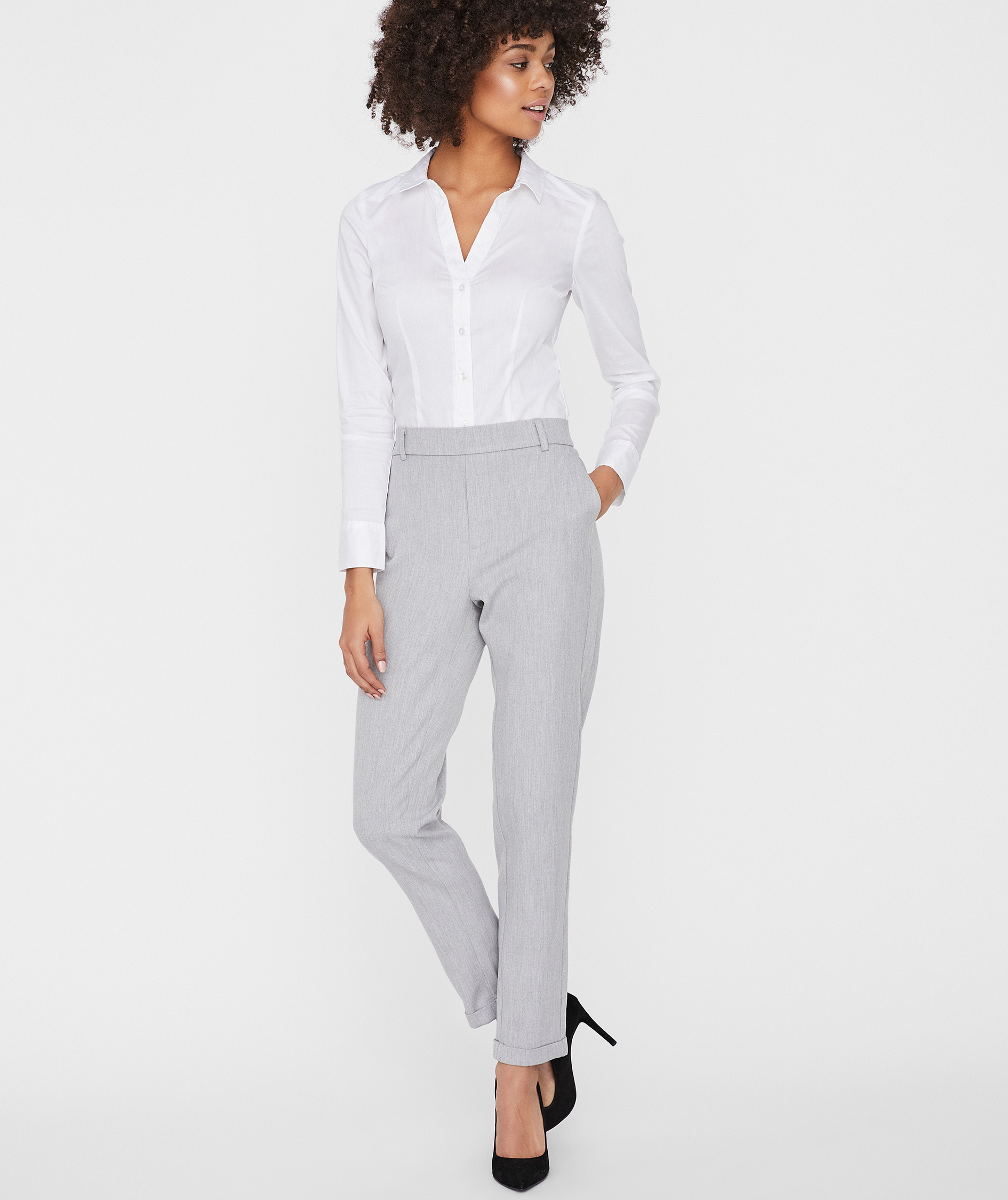 Vero Moda VMMAYA LOOSE SOLID byxa dam, Light Grey Melange
