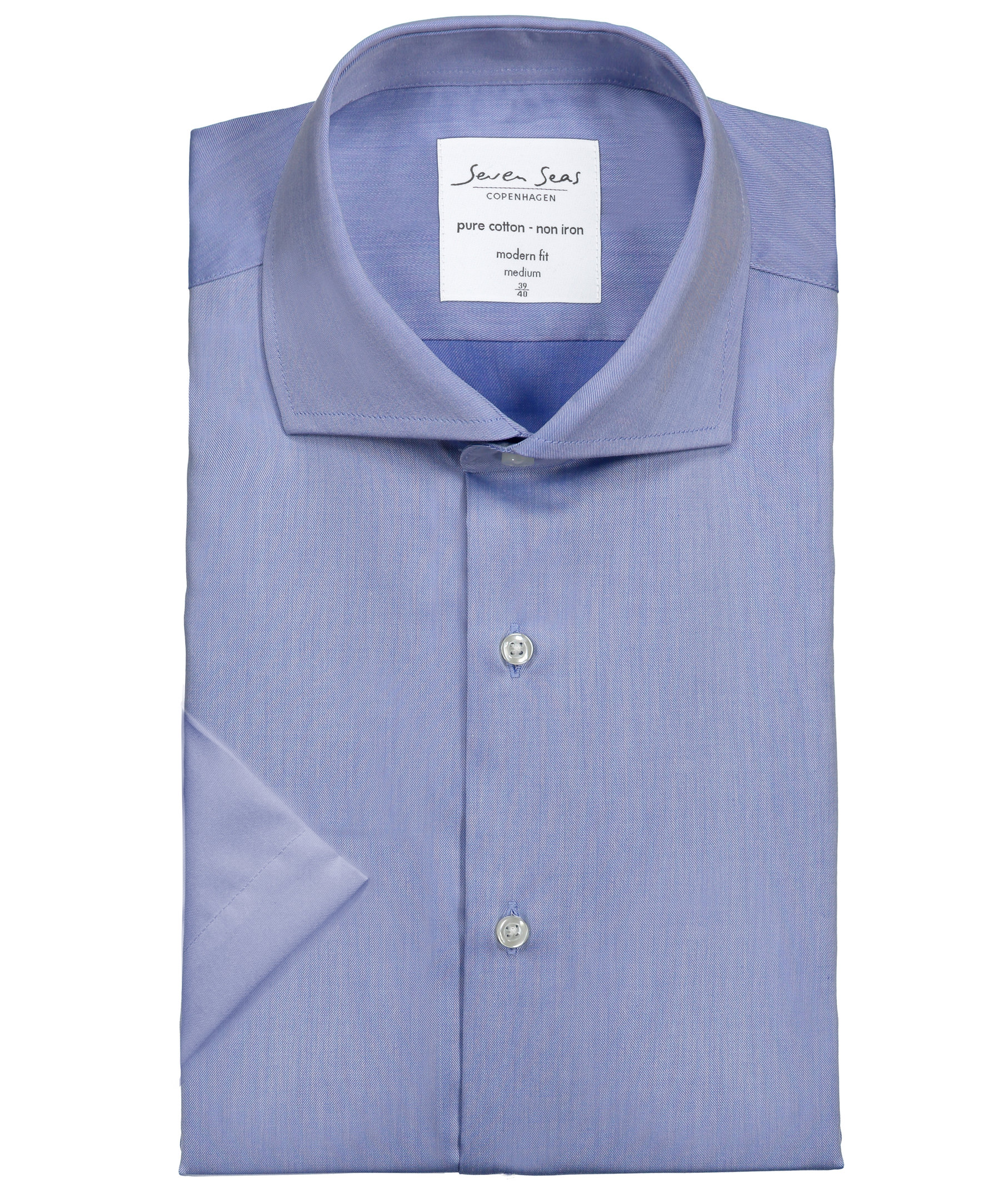 Seven Seas modern fit Fine Twill short-sleeved shirt, Light Blue, large image number 4