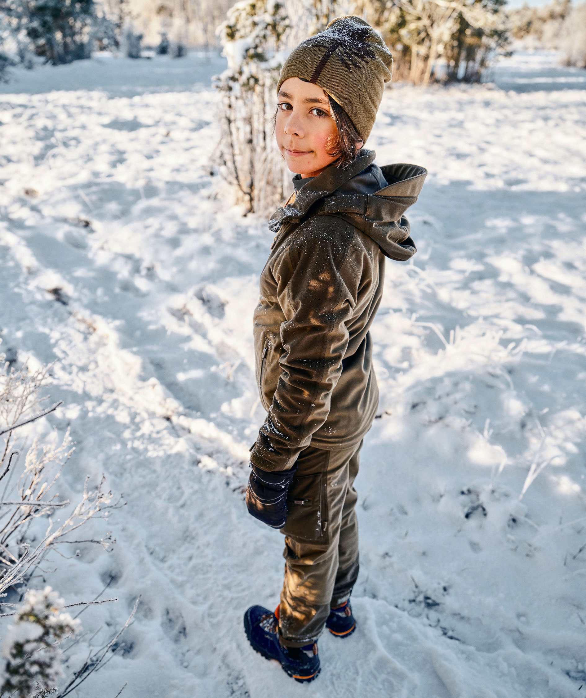 Pinewood Furudal Active jakke til b&oslash;rn, Mossgreen/ Dark Mossgreen, large image number 3