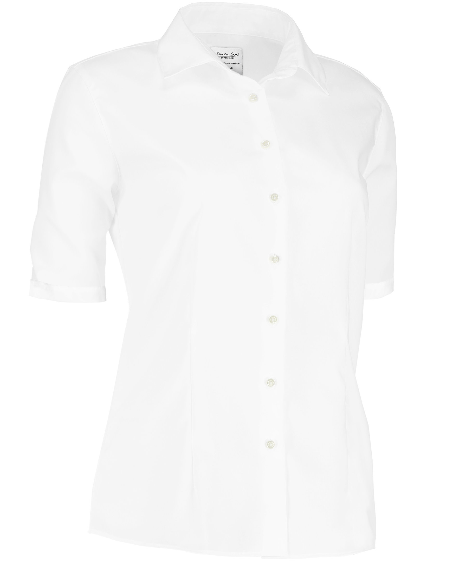 Seven Seas Fine Twill kort&auml;rmad Modern fit skjorta dam, Vit, large image number 2