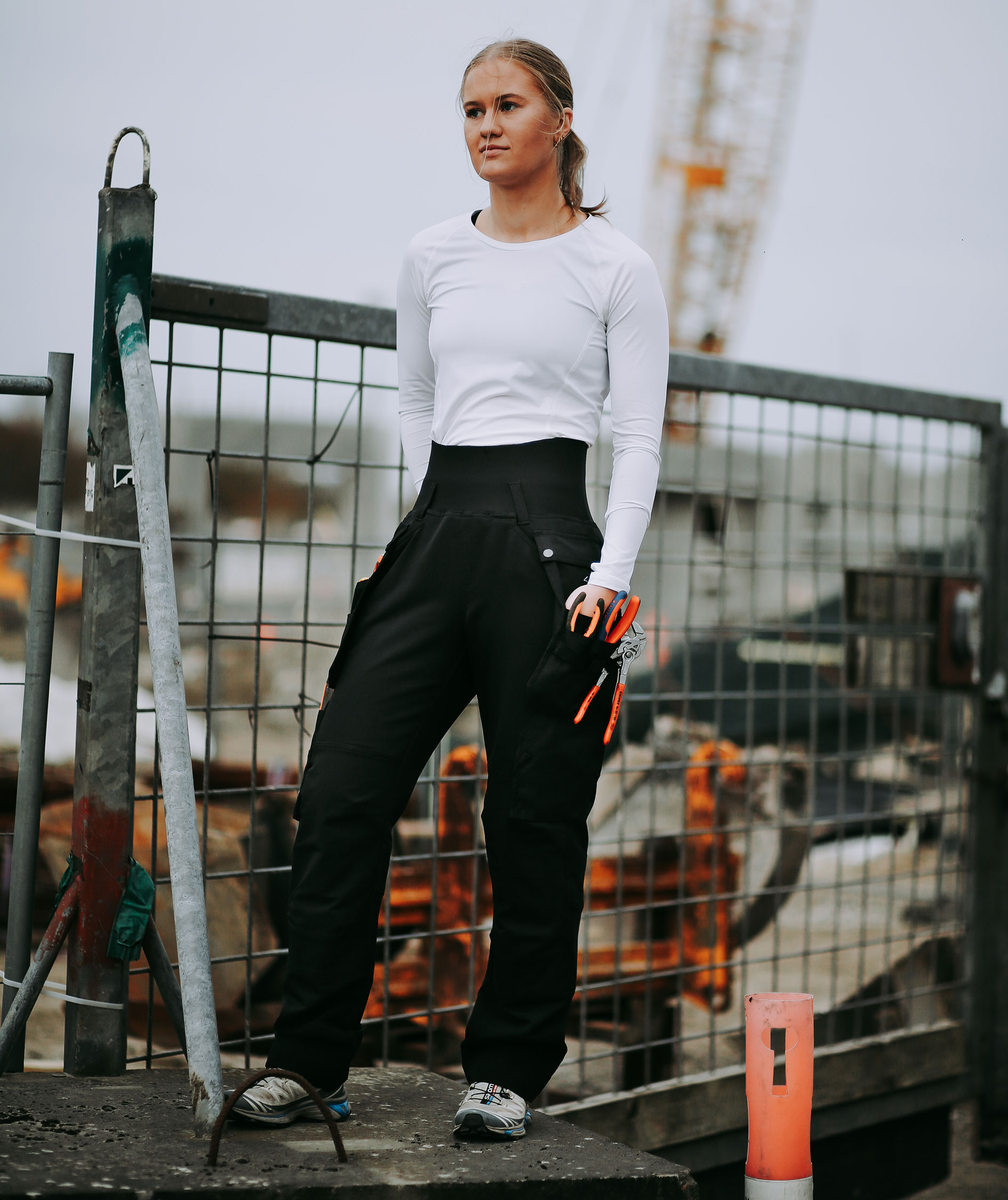CO Workwear dame h&aring;ndv&aelig;rkerbukser full stretch, Sort, large image number 7
