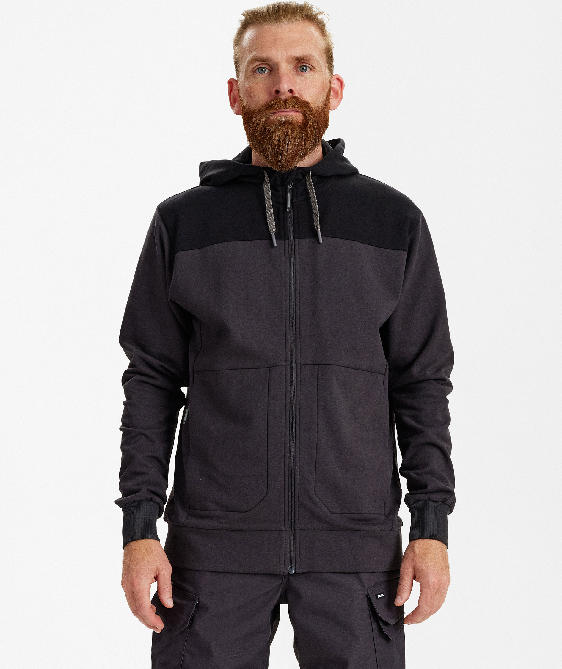 Engel Entire hoodie med dragkedja, Anthracite Grey/Black, large image number 1