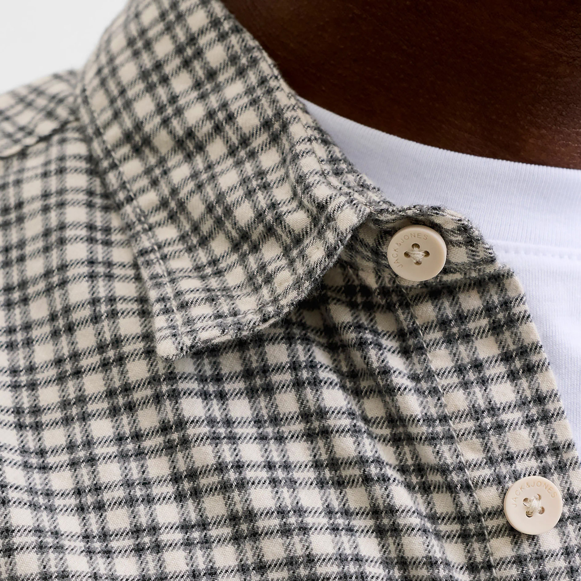 Jack & Jones JJCARTER CHECK Hemd, Cloud Dancer, large image number 4