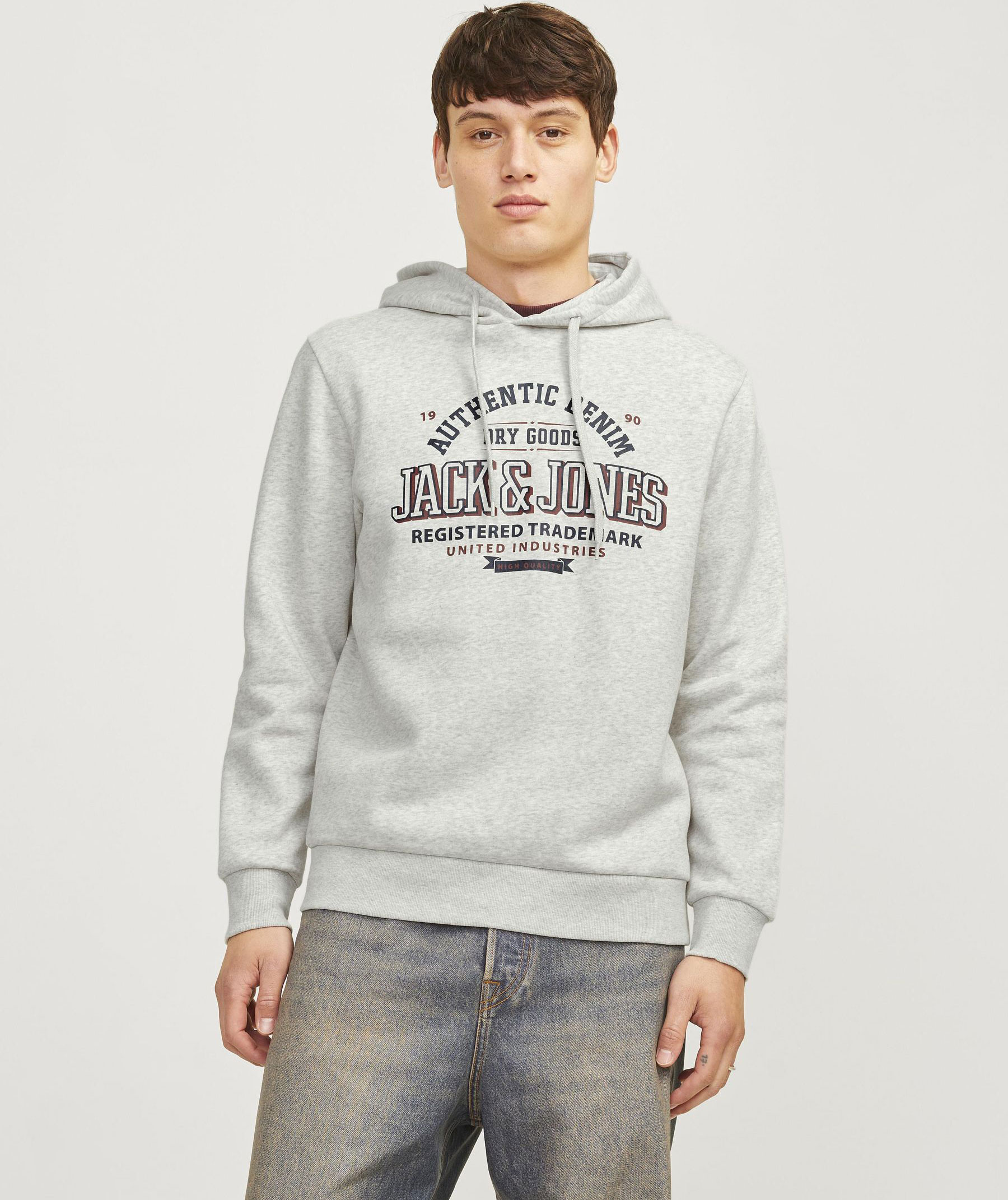 Jack & Jones JJELOGO hoodie, White melange, large image number 6