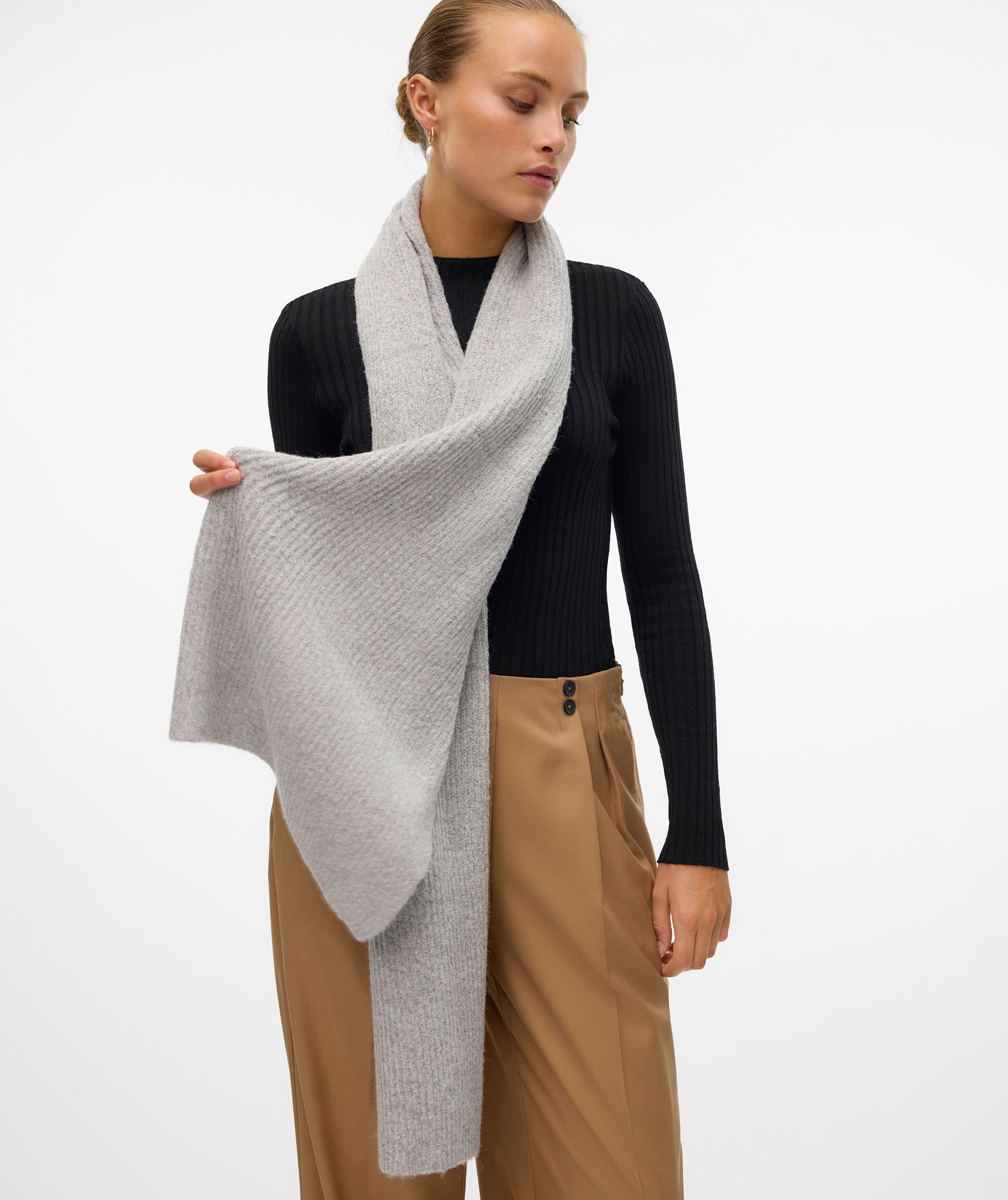 Vero Moda VMGILA Rib halst&oslash;rkl&aelig;de, Light Grey Melange