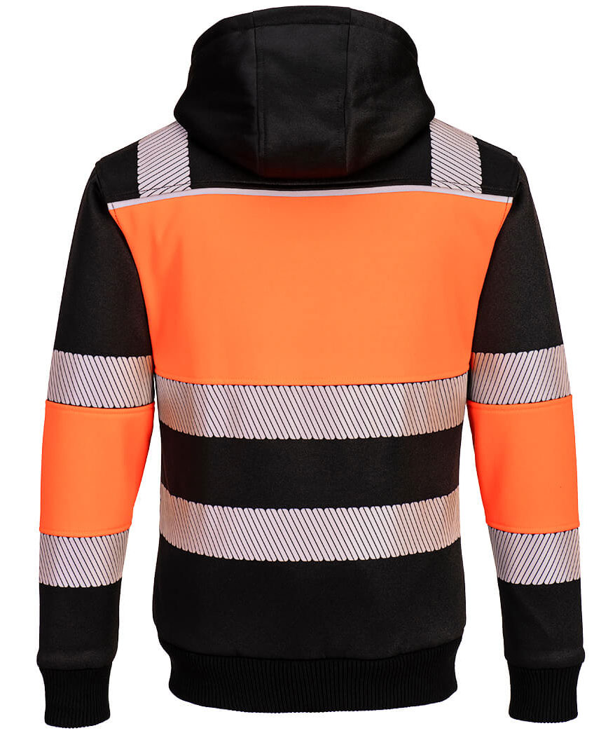 Portwest PW3 Hoodie mit Rei&szlig;verschluss, Hi-Vis Orange/Schwarz