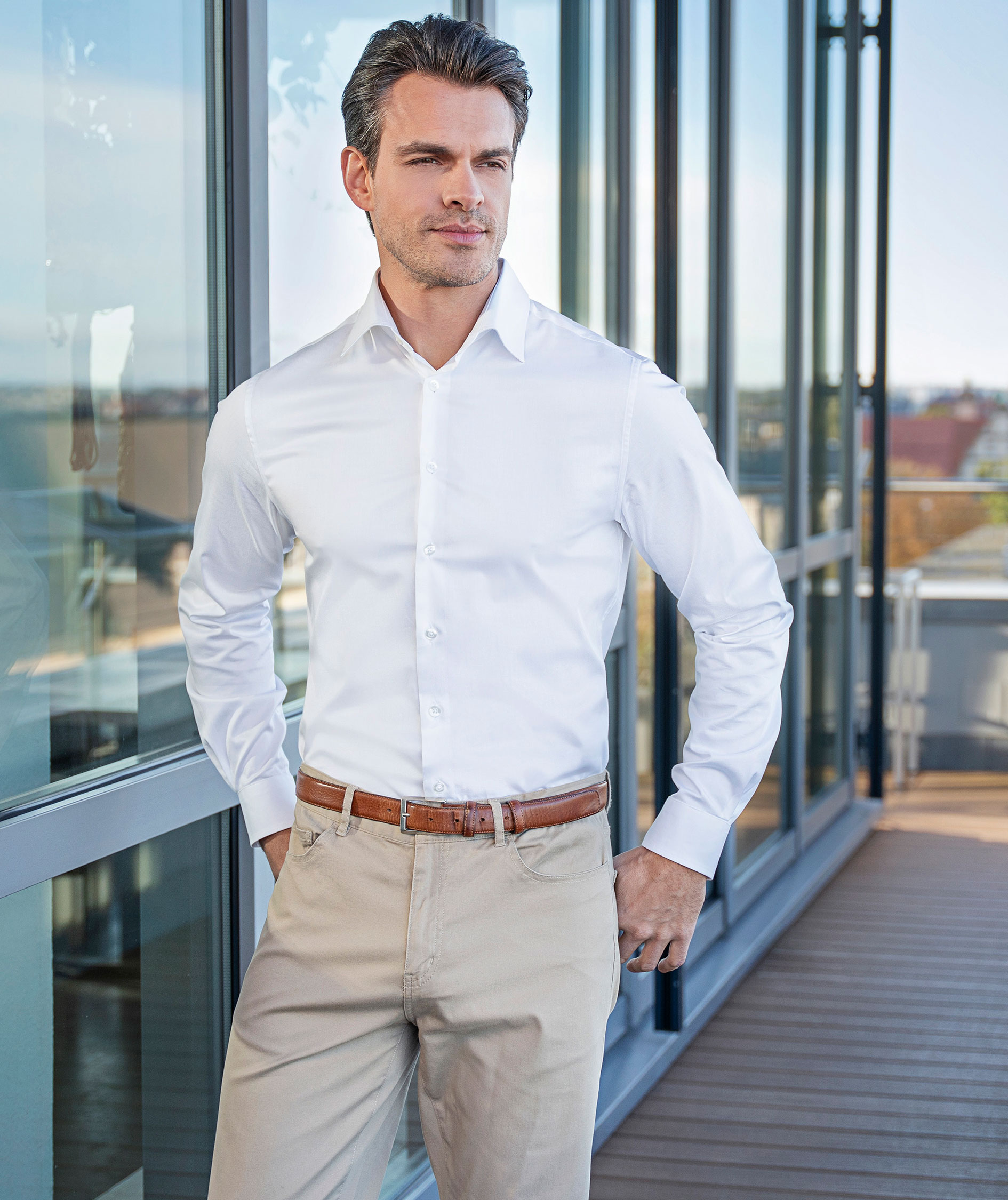 Karlowsky stretch shirt, White