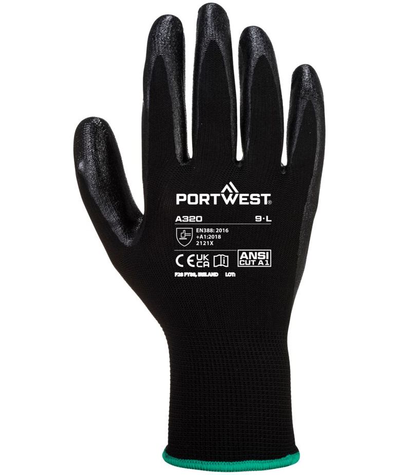 Portwest A320 Dexti-Grip handske, Sort