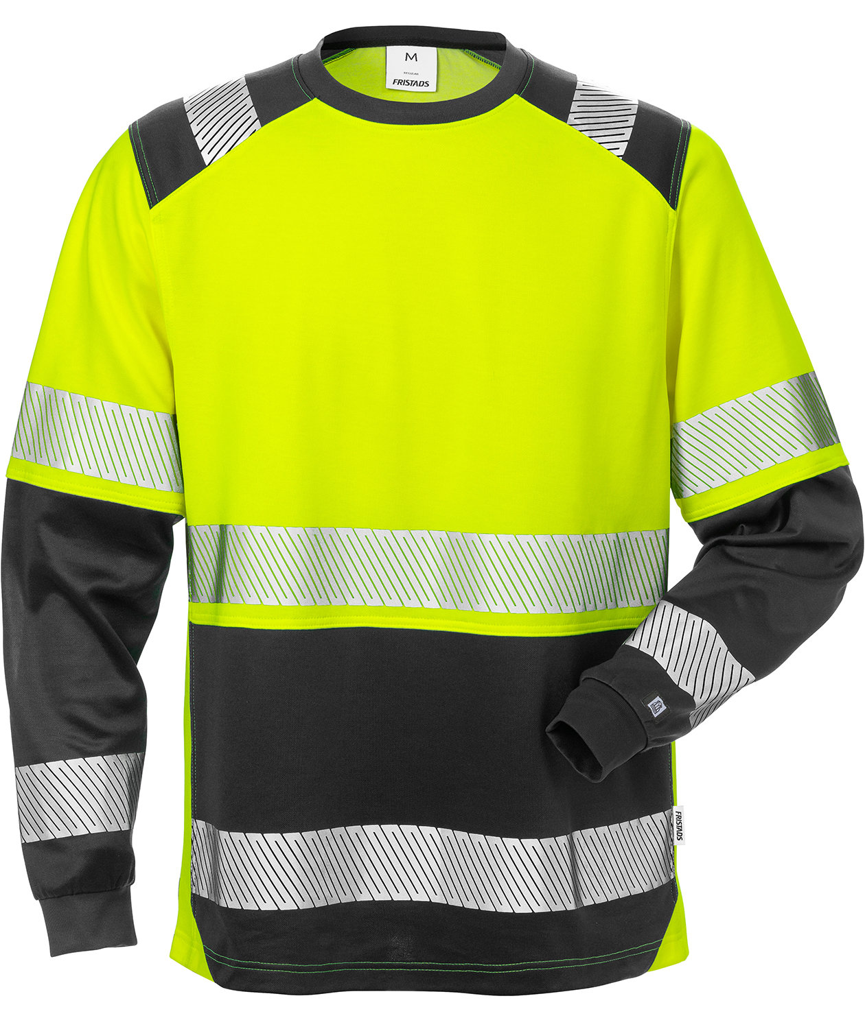 Fristads&nbsp;l&aring;ng&auml;rmad T-shirt 7457, Varsel Gul/Svart, large image number 0