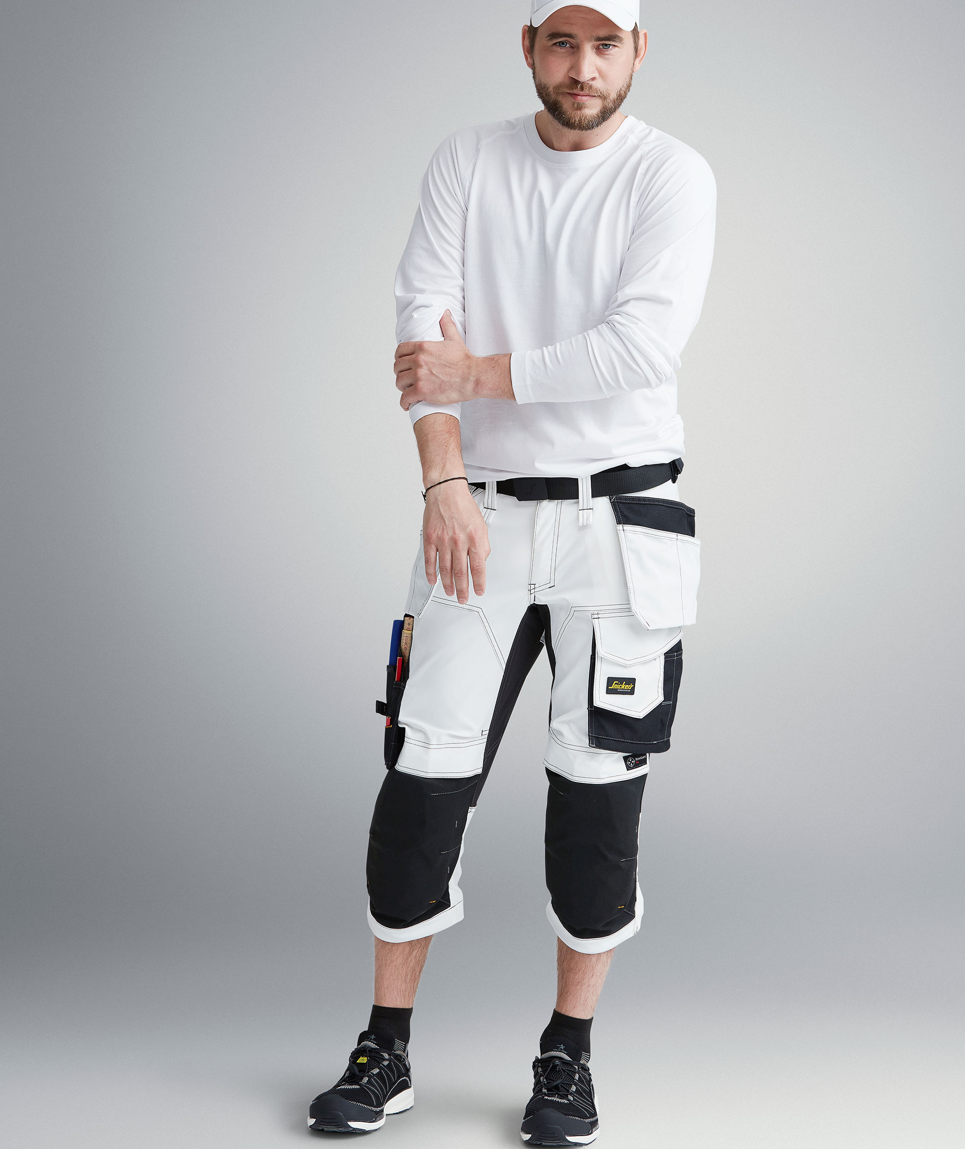 Snickers AllroundWork hantverkspiratbyxa 6142, Vit/Svart