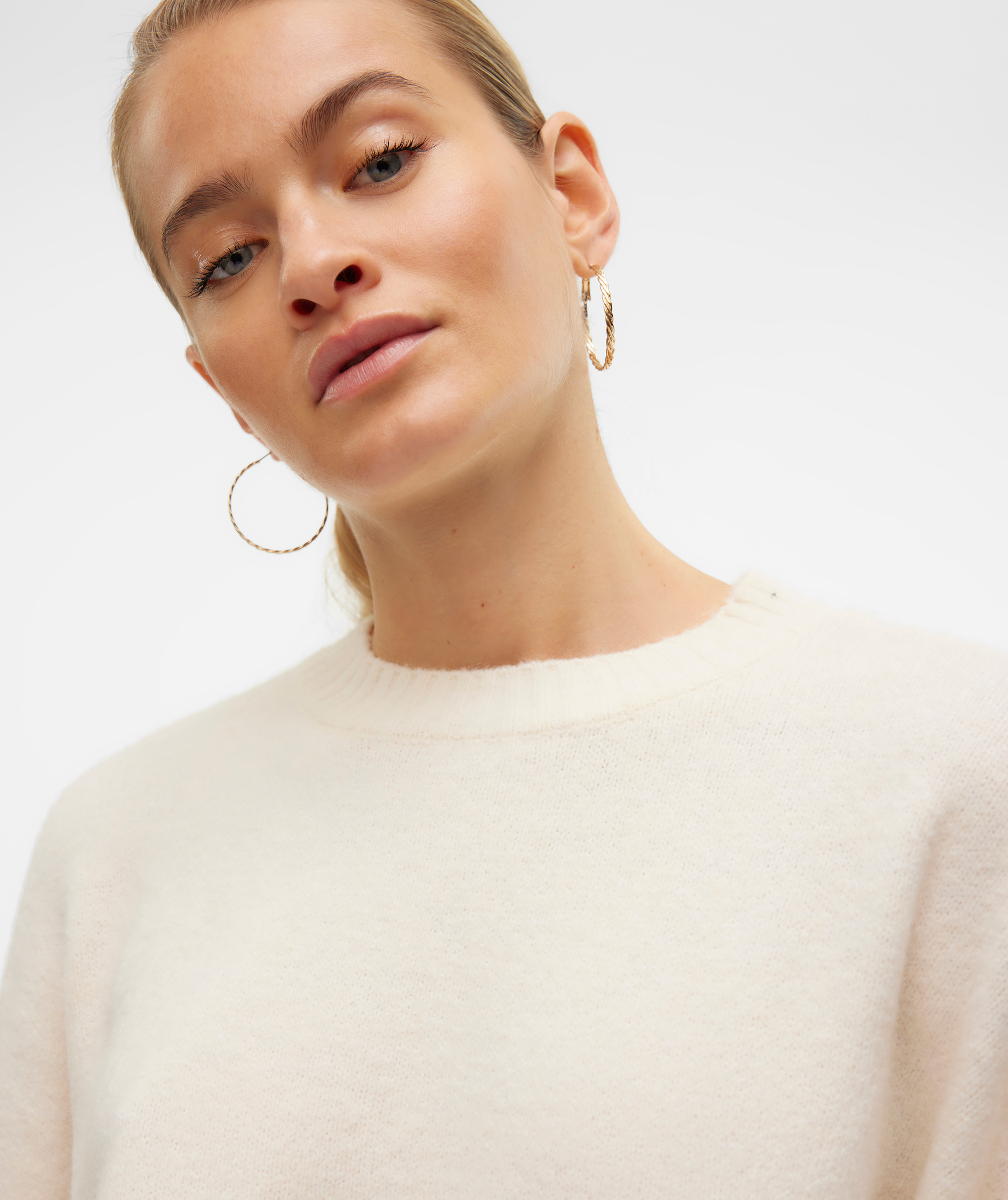 Vero Moda VMBOOM stickad tr&ouml;ja dam, Birch Melange, large image number 3