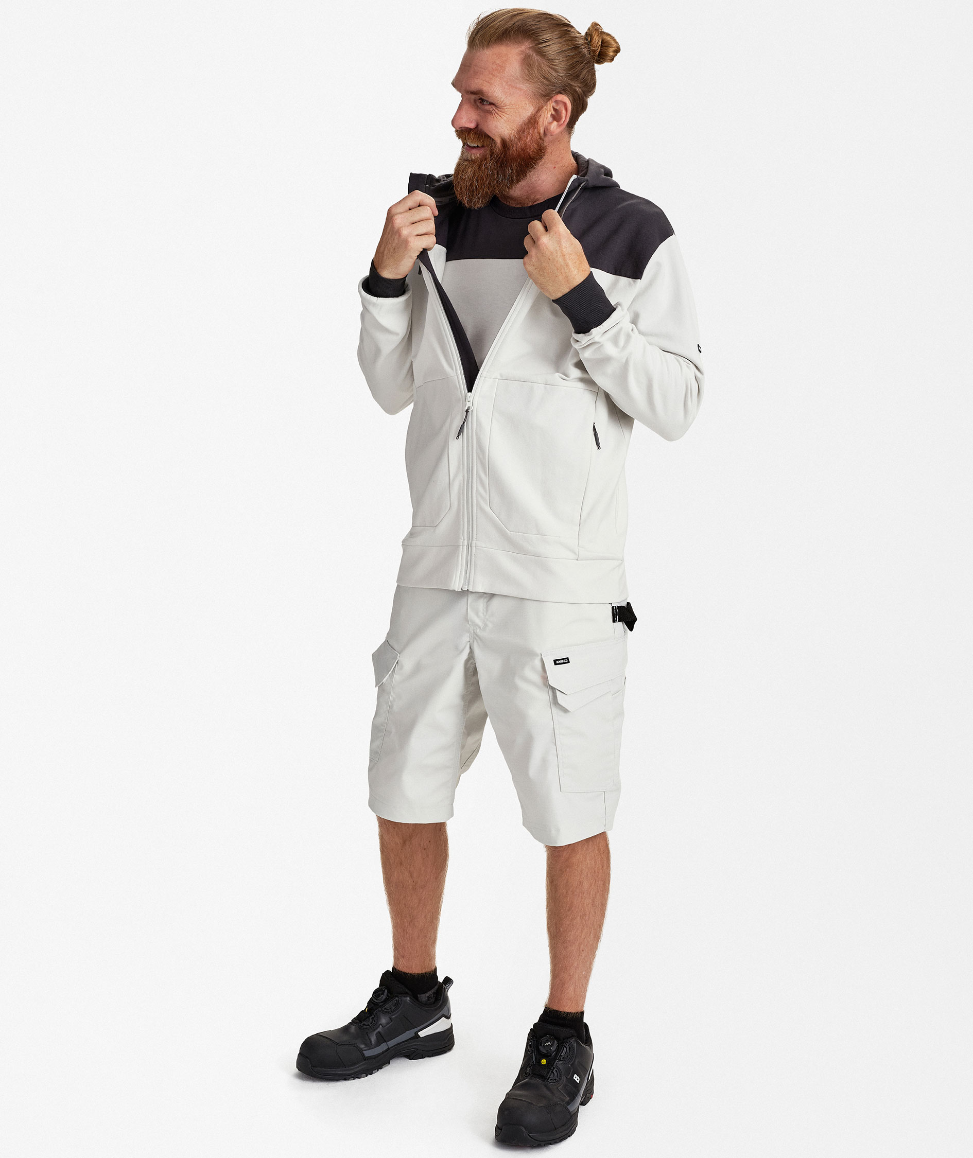 Engel Entire hettegenser med glidel&aring;s, Bone White/Anthracite Grey, large image number 2