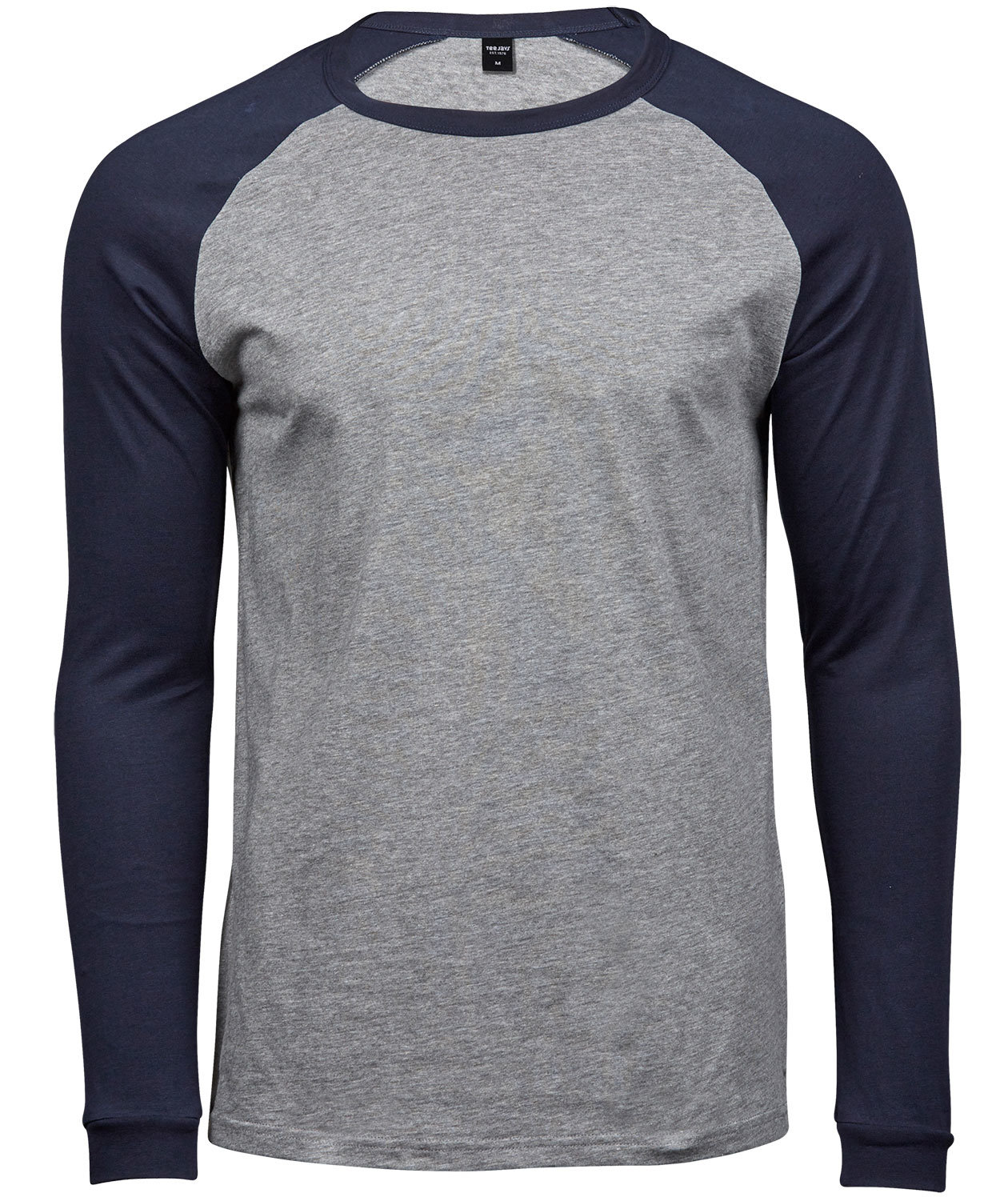 Tee Jays Baseball lang&aelig;rmet T-shirt, Heather/Navy