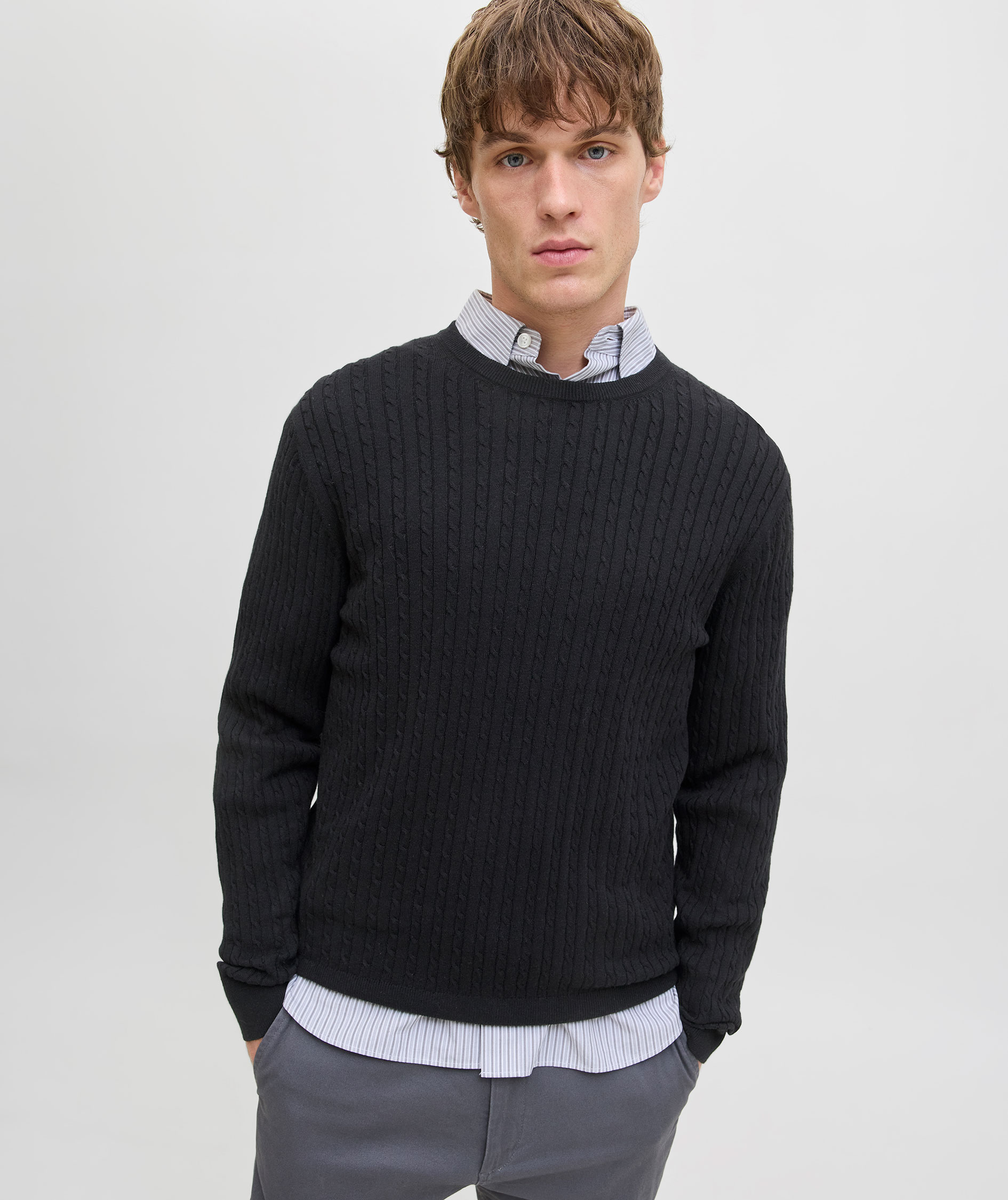 Jack & Jones JJEEMIL stickad tr&ouml;ja, Black