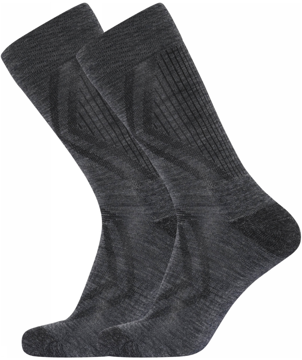 Dovre 2-pack terry sole ullsokker, M&oslash;rk gr&aring; melange