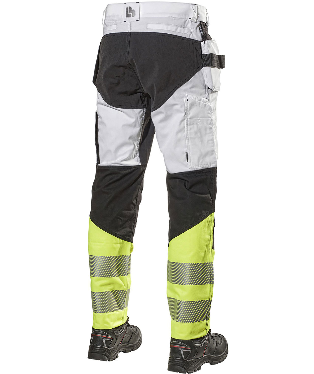 L.Brador&nbsp;h&aring;ndv&aelig;rkerbukser 1100PB, Hvid/Hi-vis gul