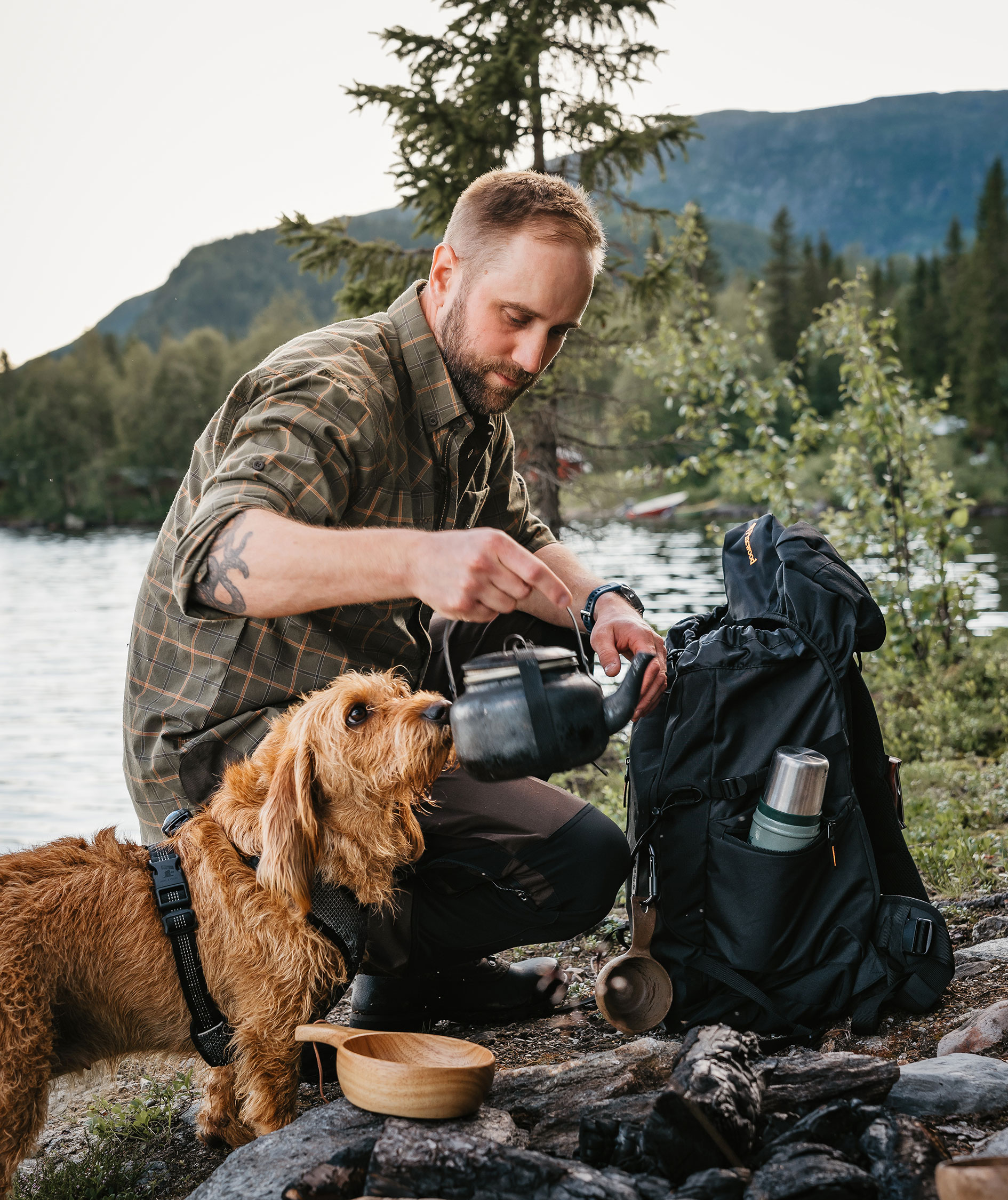 Pinewood Wolf skjorte, Green/Terracotta, large image number 3