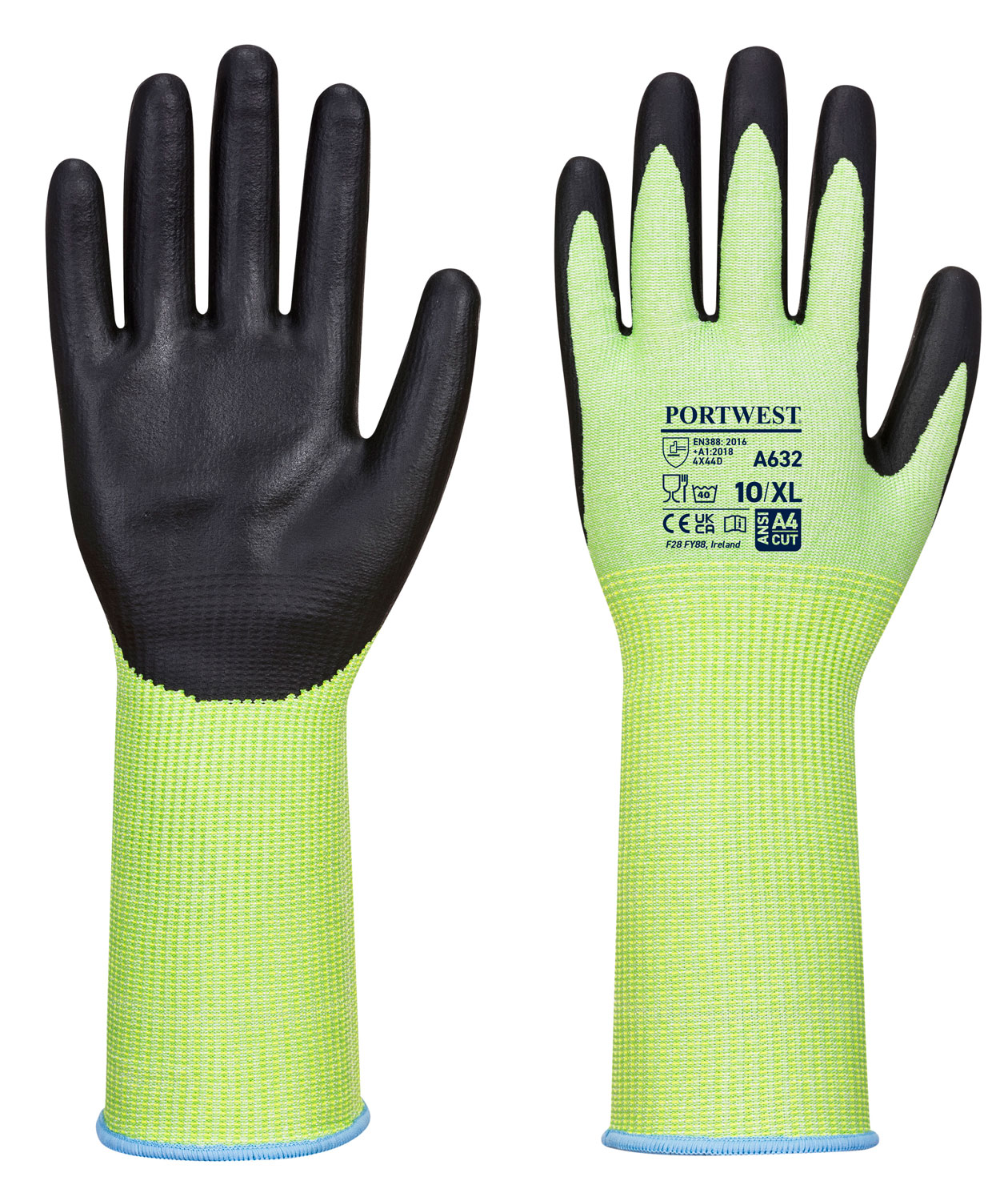 Portwest A632 cut protection gloves Cut D, Green/Black