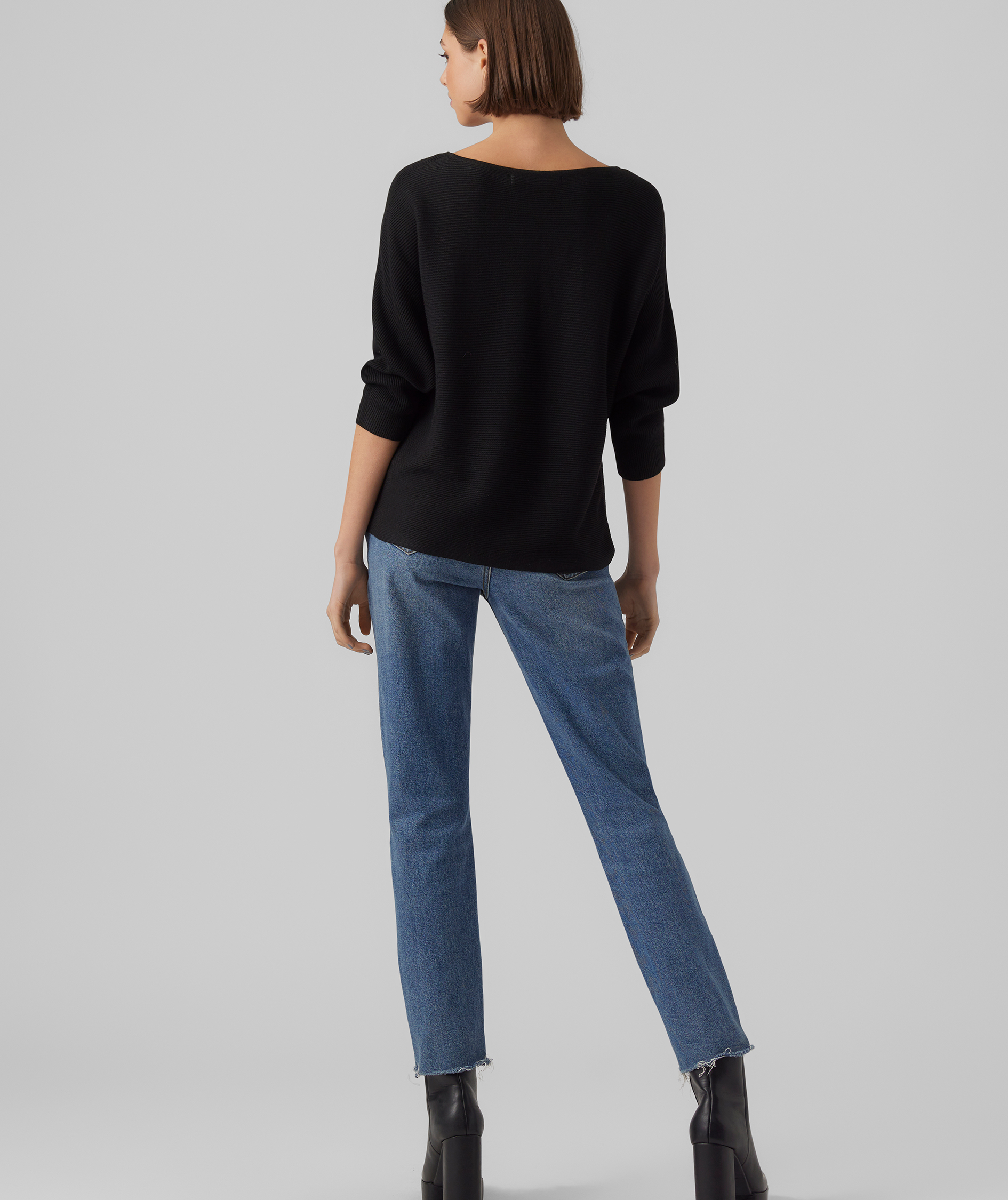 Vero Moda VMNORA women's 3/4 sleeve knitted pullover, Black, large image number 2