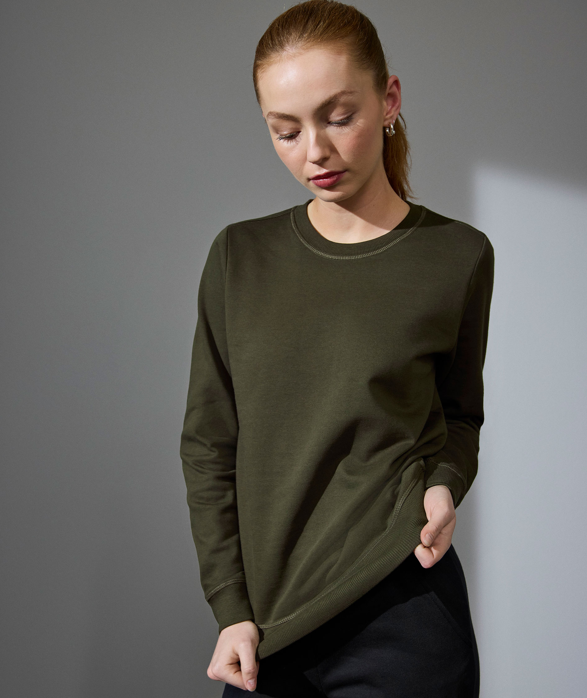 ID &oslash;kologisk dame sweatshirt, Olivengr&oslash;nn