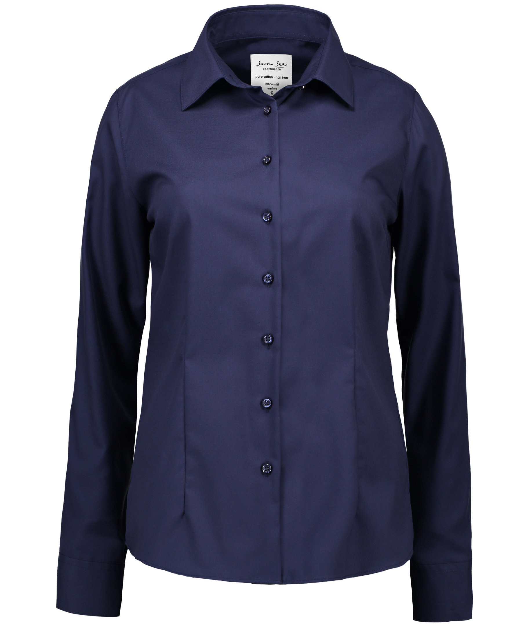 Seven Seas Fine Twill Modern fit skjorta dam, Navy