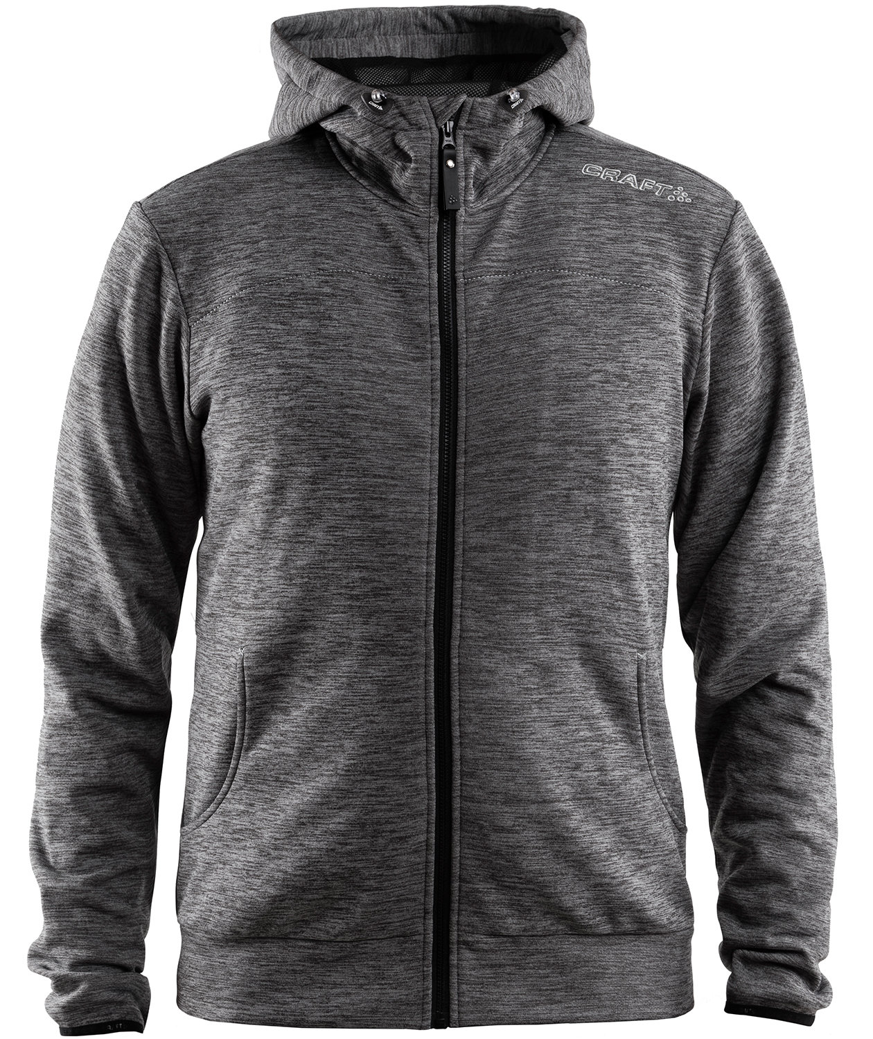 Craft Leisure hoodie med blixtl&aring;s, M&ouml;rkgr&aring; Melerad