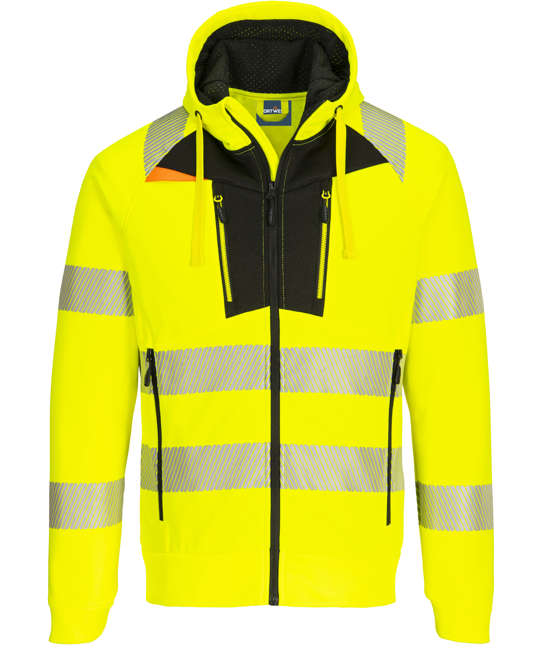 Portwest DX4 Hoodie mit Rei&szlig;verschluss, Hi-vis Gelb/Schwarz