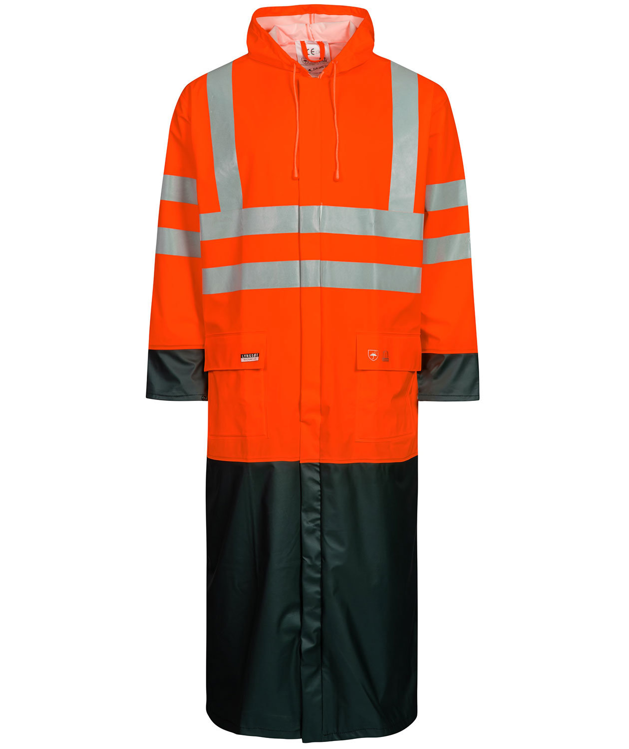 Lyngs&oslash;e PU regnfrakk, Hi-vis R&oslash;d/Svart, Hi-vis R&oslash;d/Svart, swatch