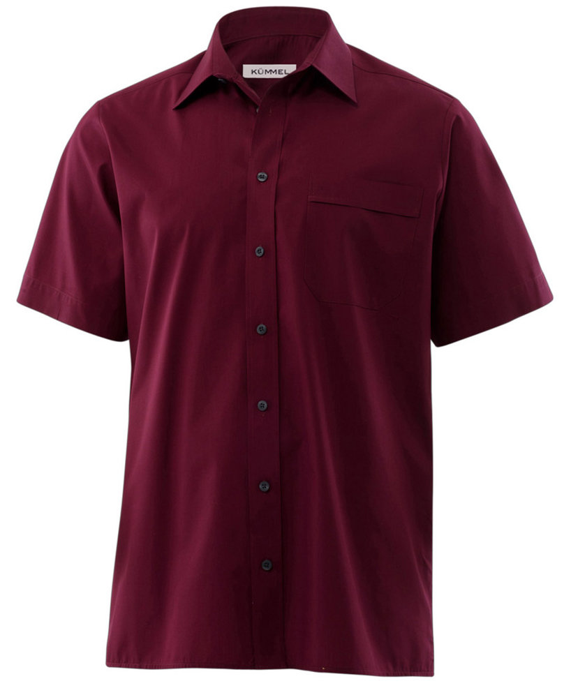 K&uuml;mmel George Classic fit kort&auml;rmad poplin skjorta, Burgundy, large image number 0