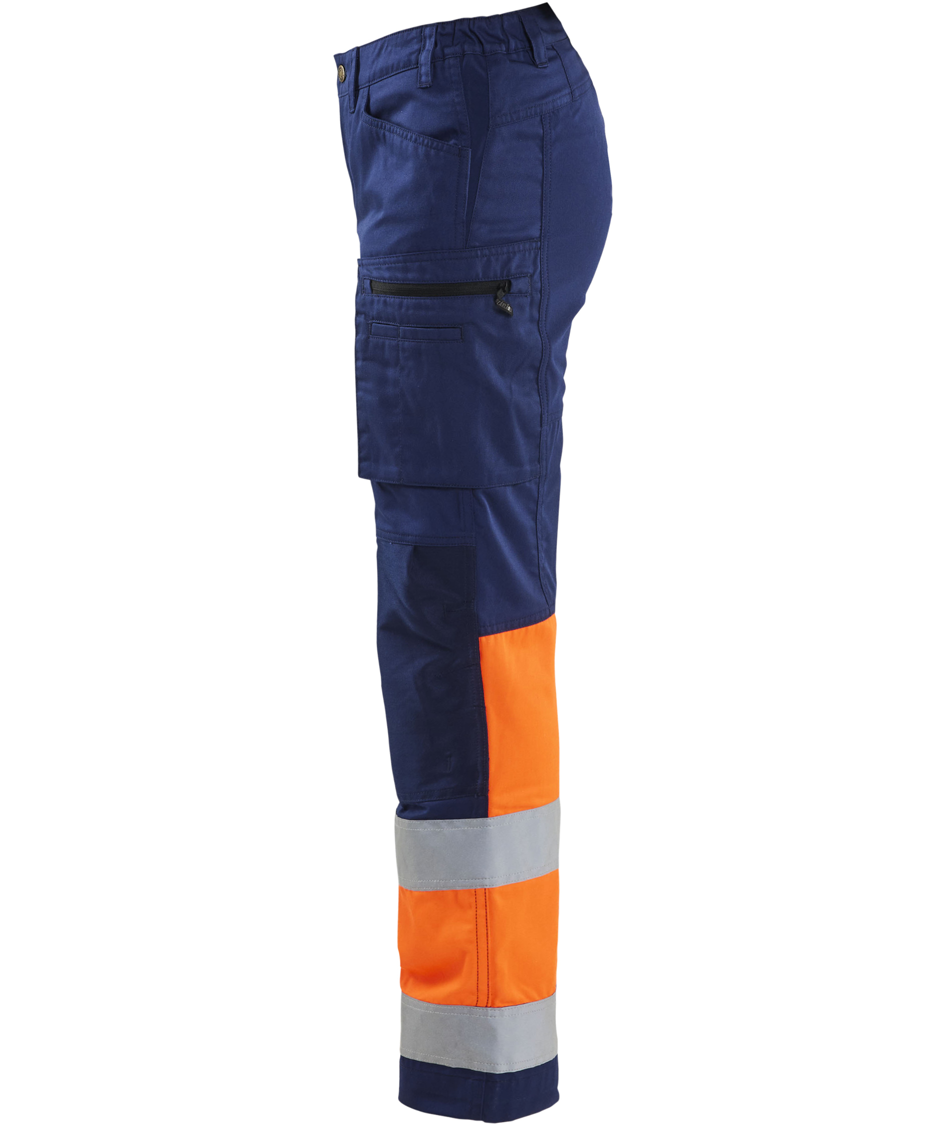 Bl&aring;kl&auml;der dame arbejdsbukser, Marine/Hi-Vis Orange, large image number 4