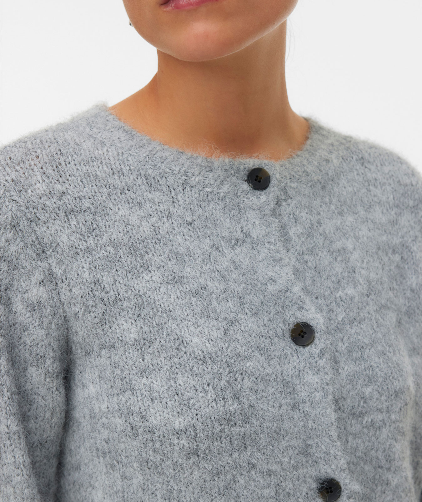 Vero Moda VMNOVAH women's knitted cardigan, Medium Grey Melange, large image number 4