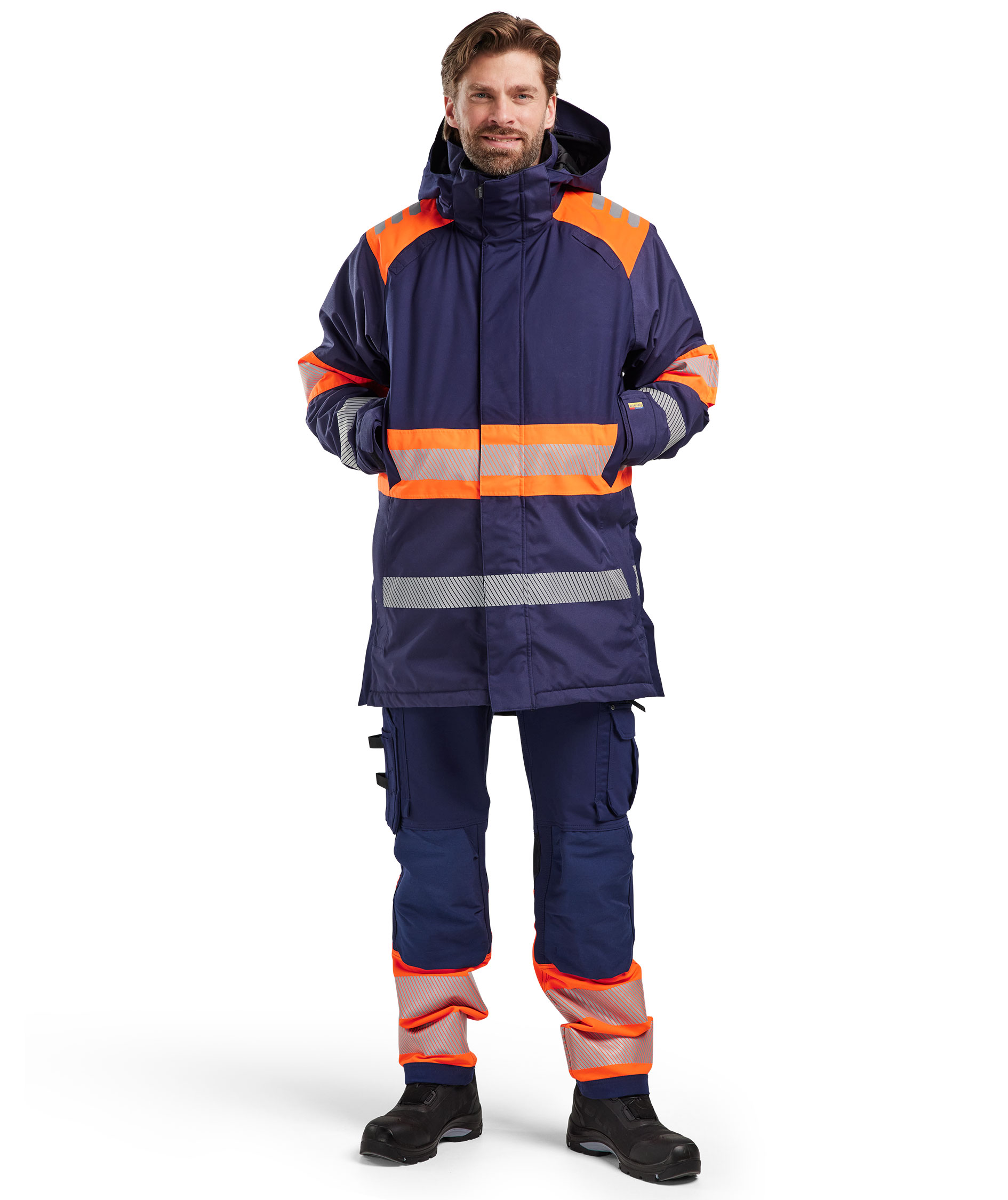 Bl&aring;kl&auml;der winter parka, Marine/Hi-Vis Orange