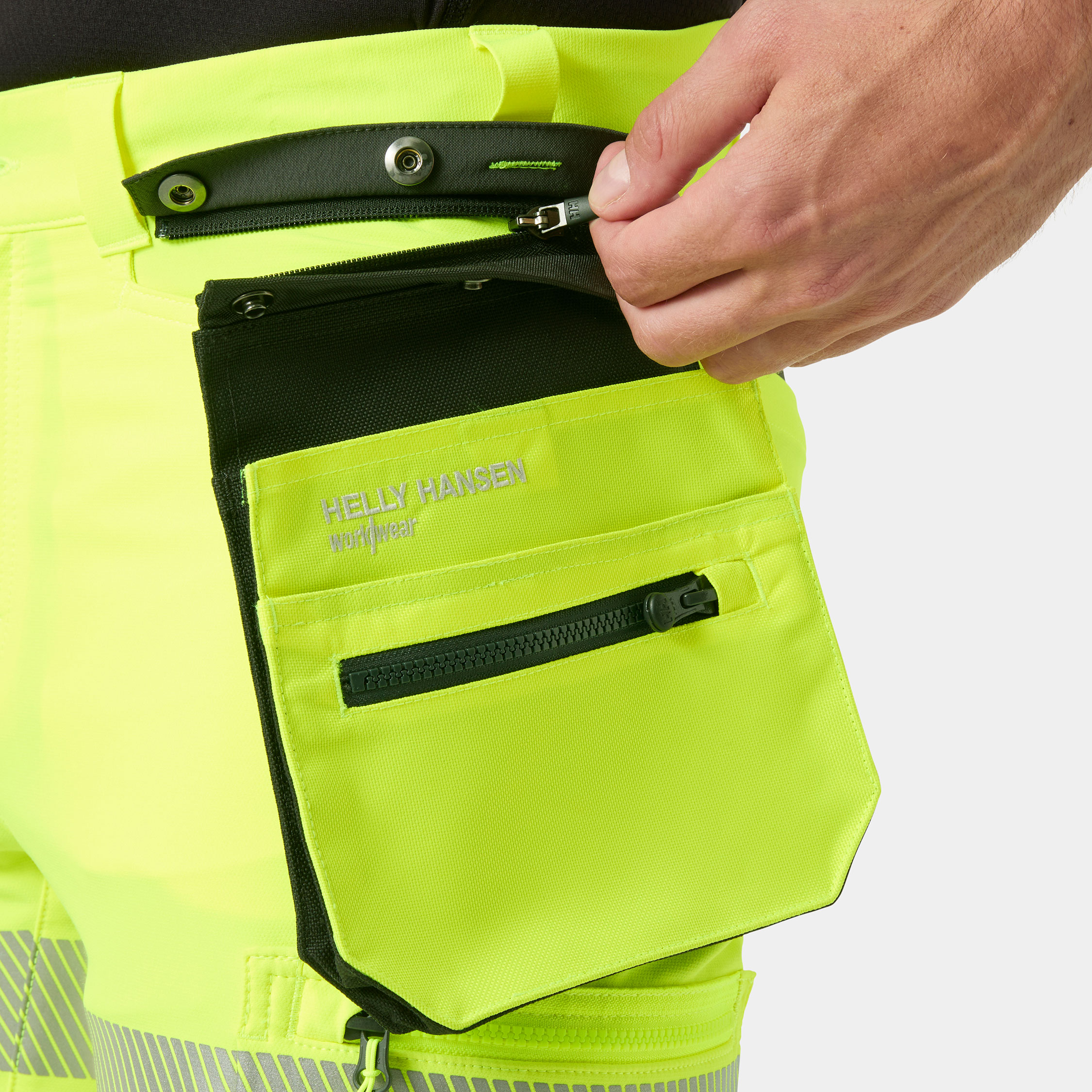 Helly Hansen ICU Connect&trade; arbeidsshorts full stretch, Hi-vis Gul/Ebony, large image number 4