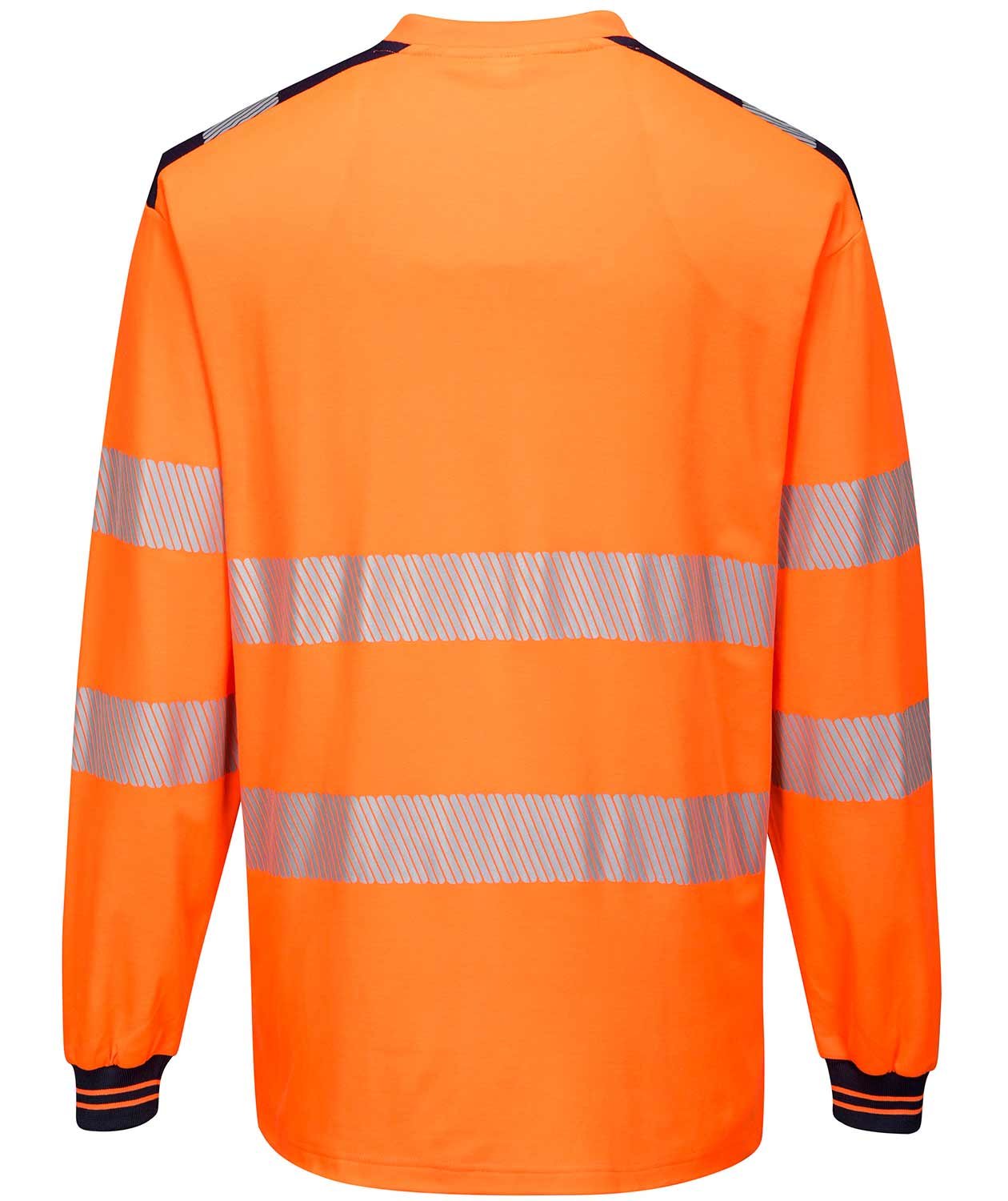 Portwest lang&auml;rmliges T-Shirt, Hi-Vis Orange/Dunkel Marine