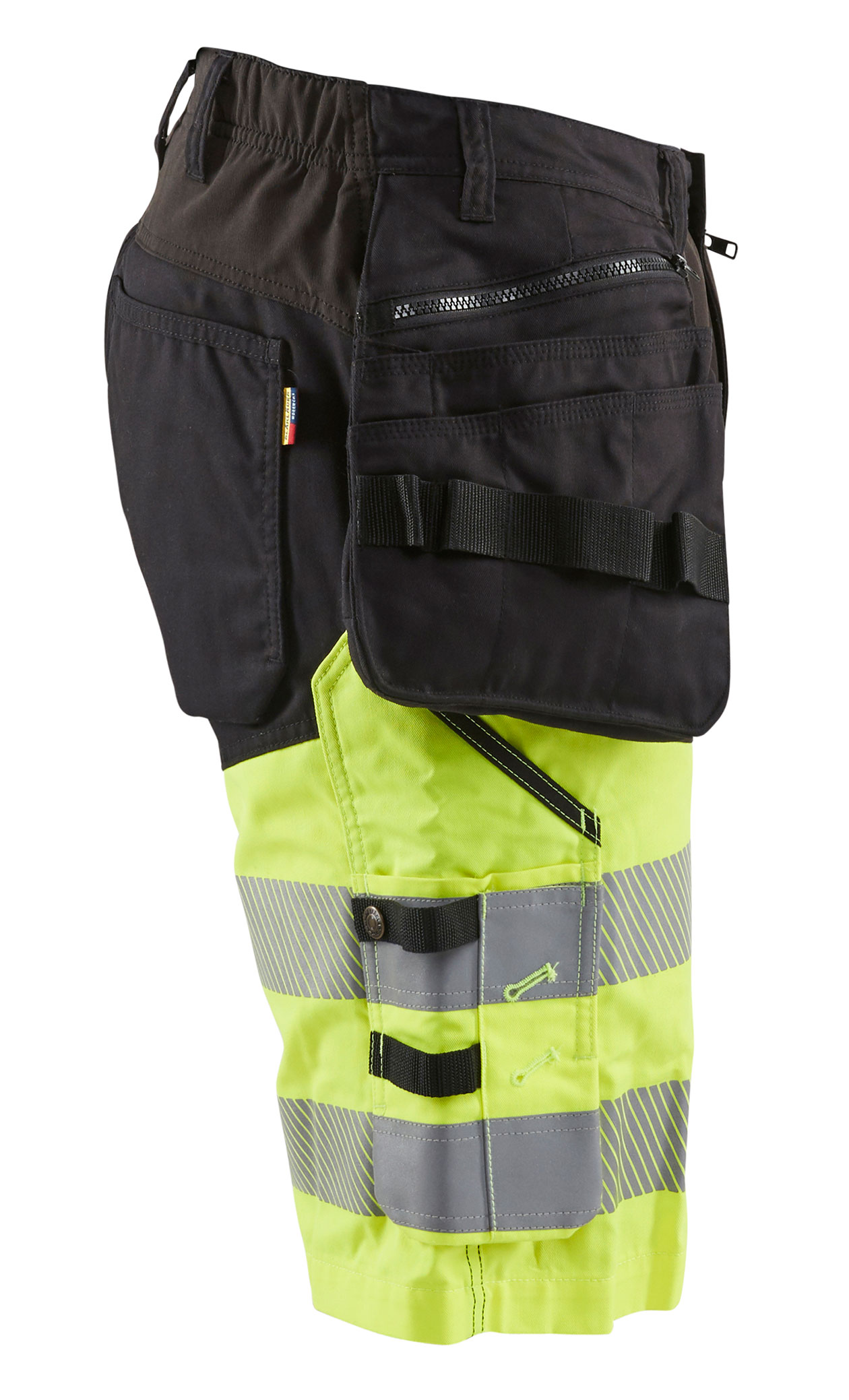 Bl&aring;kl&auml;der stretch h&aring;ndverkershorts, Svart/Hi-Vis Gul, large image number 2