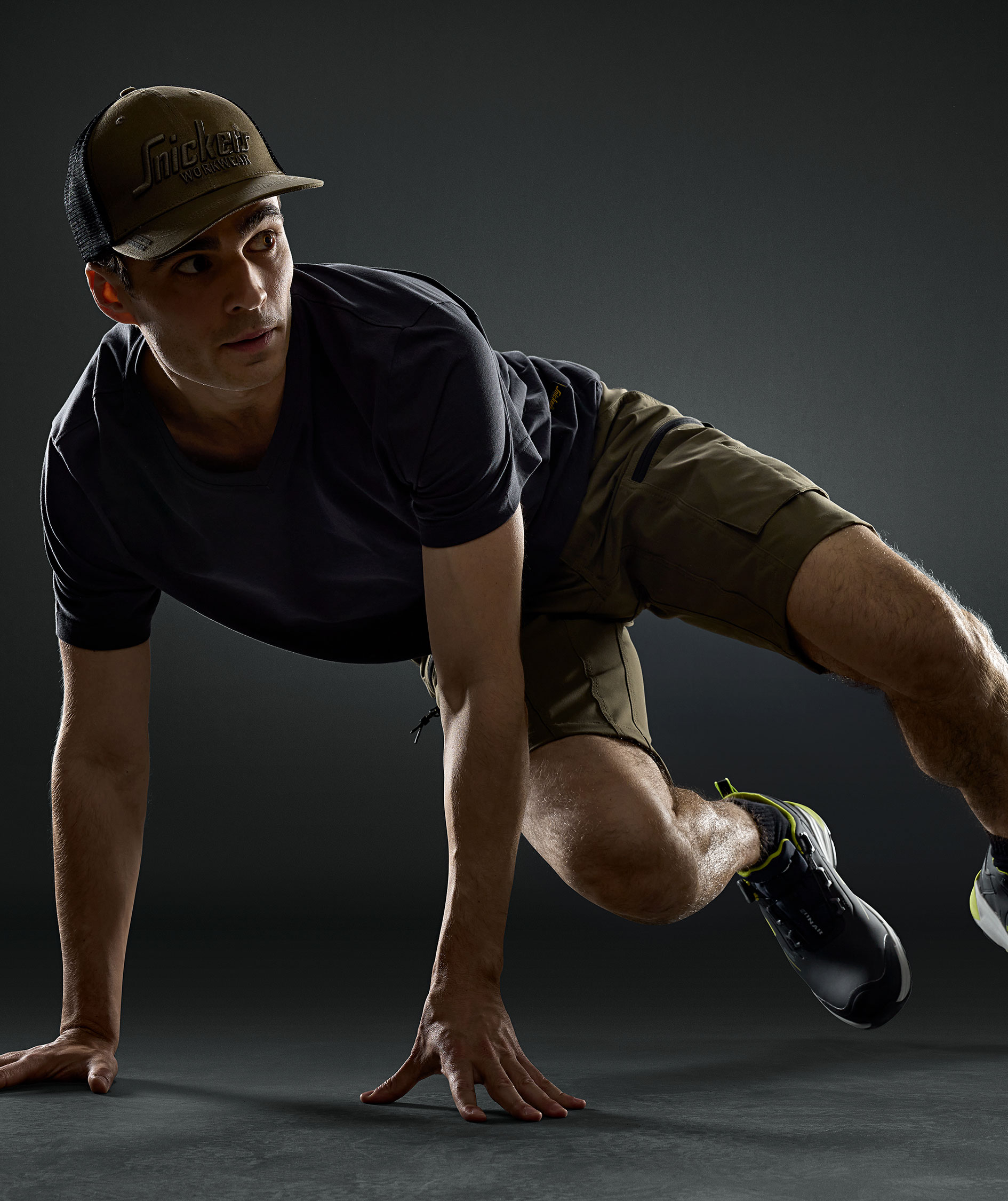 Snickers shorts 6114 full stretch, Khaki gr&oslash;nn