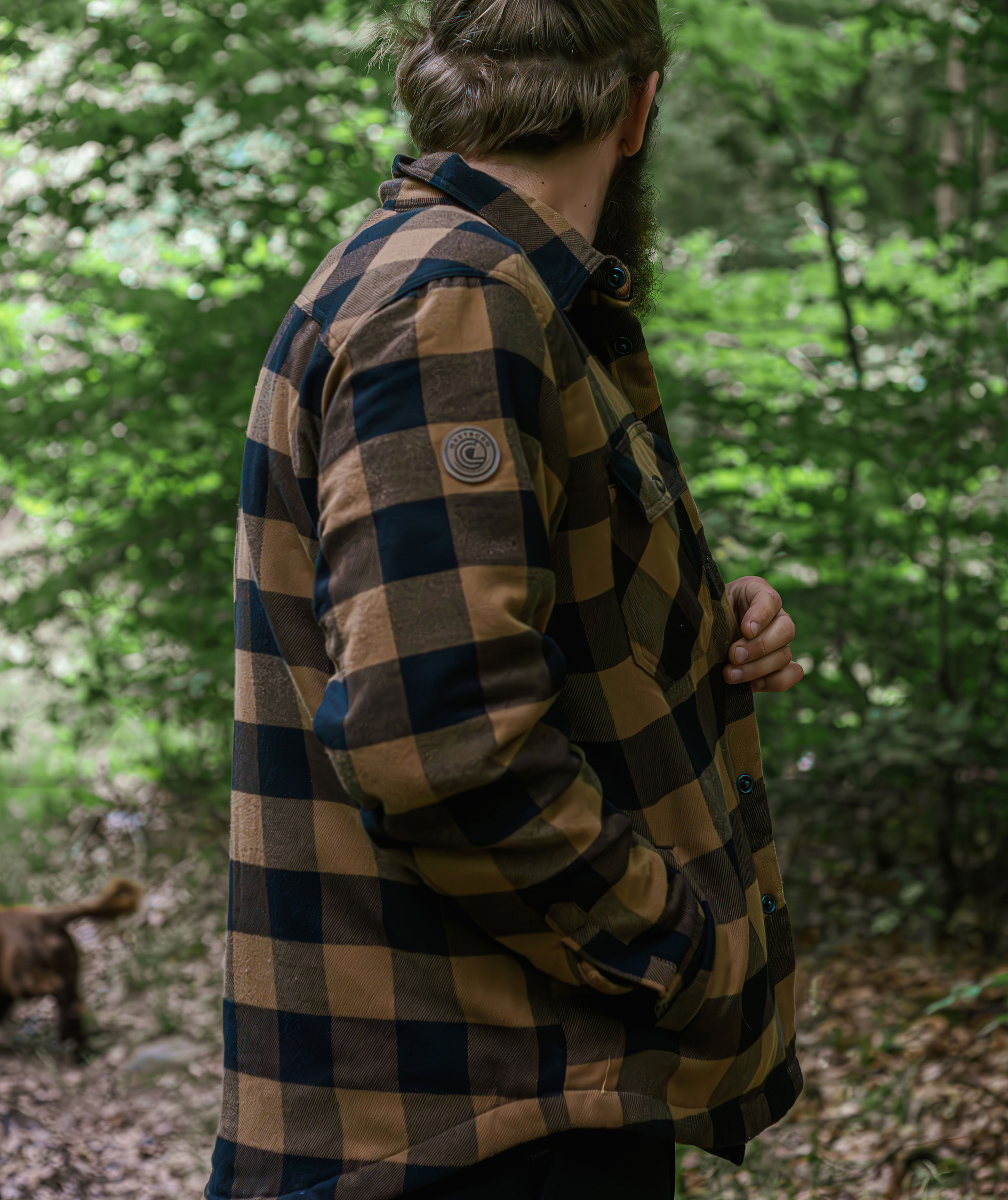 Westborn Gef&uuml;ttert Flannell Hemdjacke, Camel/Black, large image number 5