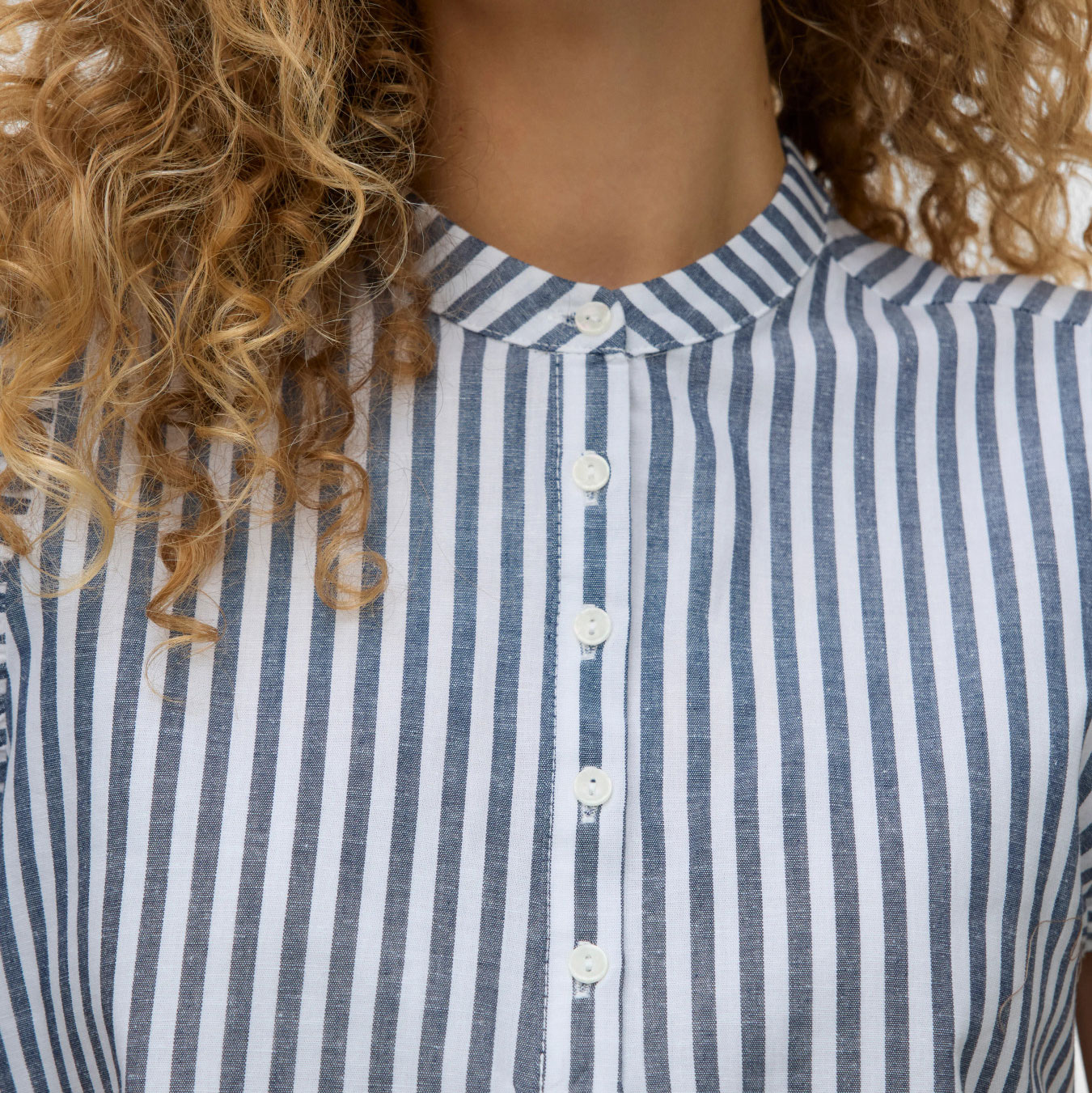 Vero Moda VMSELMA FRILL damebluse, Navy Blazer/Snow White Stripes, large image number 3