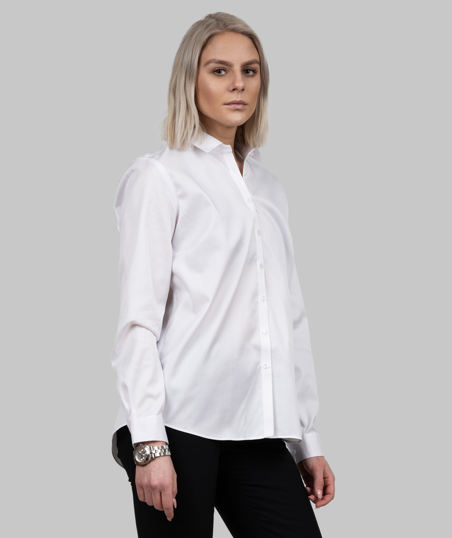 J. Harvest & Frost Twill Green Bow O1 lady relaxed fit skjorta, Vit, large image number 8