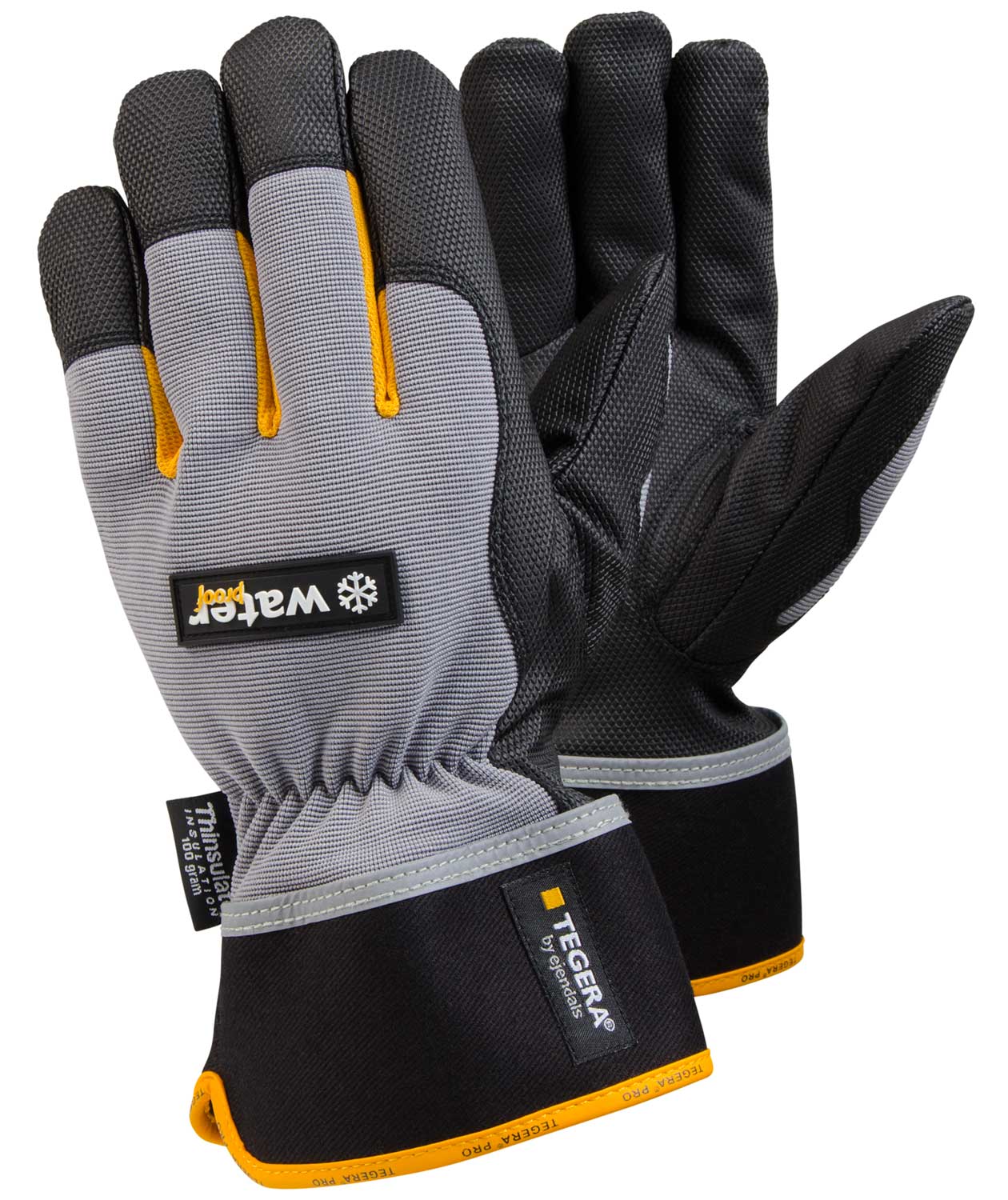 Tegera 9113 winter work gloves, Black/Grey/Yellow, large image number 0