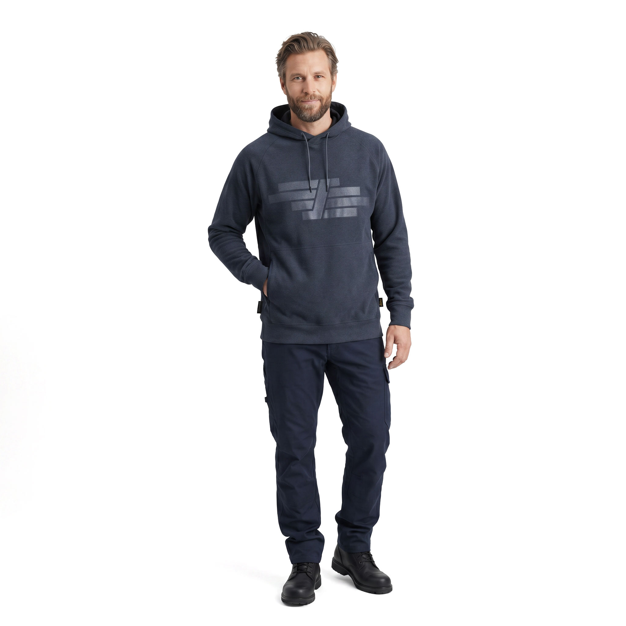 Snickers AllroundWork Polartec&reg; terry hoodie 8075, Dark Navy Melange, large image number 2