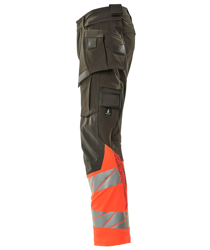 Mascot Accelerate Safe h&aring;ndverksbukse Full stretch, M&oslash;rk antrasitt/Hi-vis r&oslash;d, large image number 3