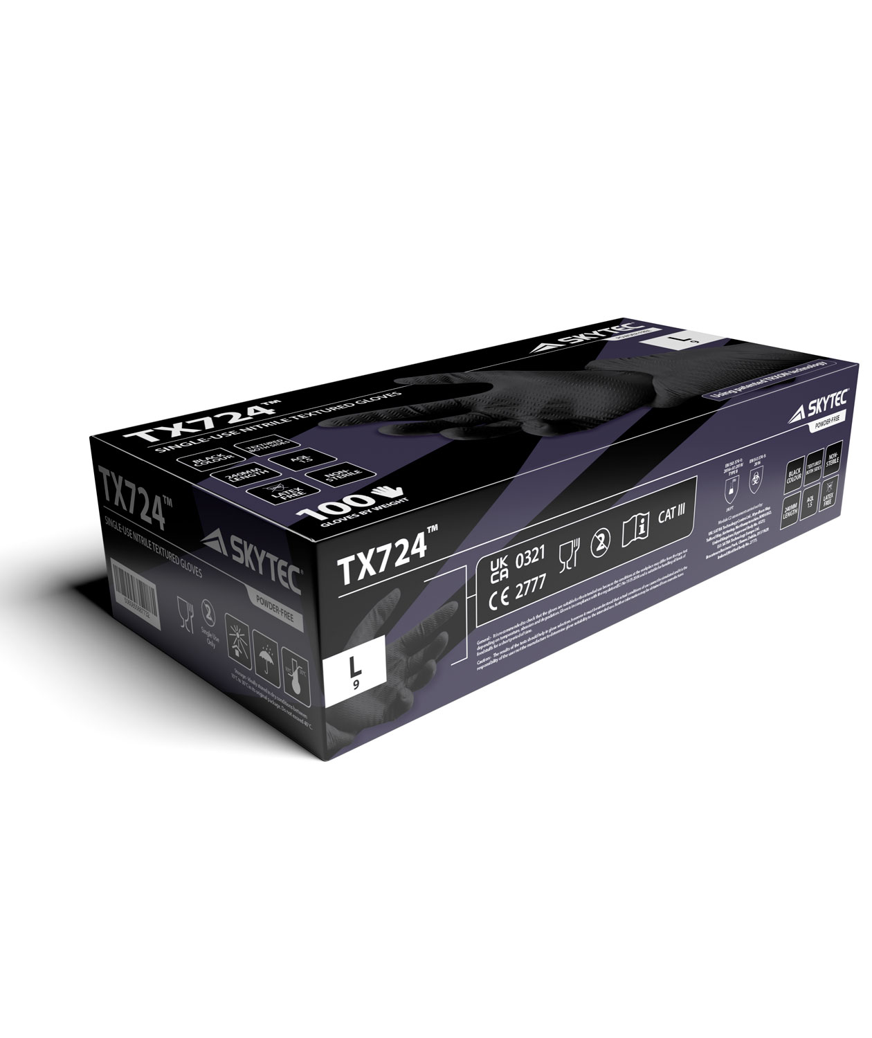 Skytec TX724&trade; nitrile disposable gloves 100 pcs., Black, large image number 2