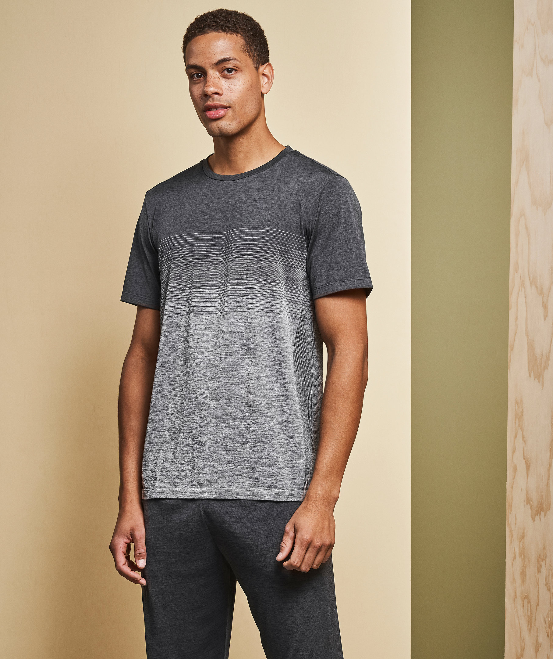 GEYSER seamless striped T-shirt, Anthracite melange, large image number 1